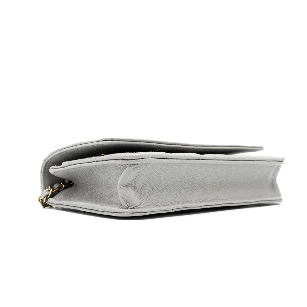 Chanel Classic Wallet on Chain Caviar Light Grey L (Microchip)