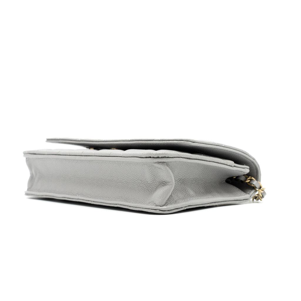 Chanel Classic Wallet on Chain Caviar Light Grey L (Microchip)