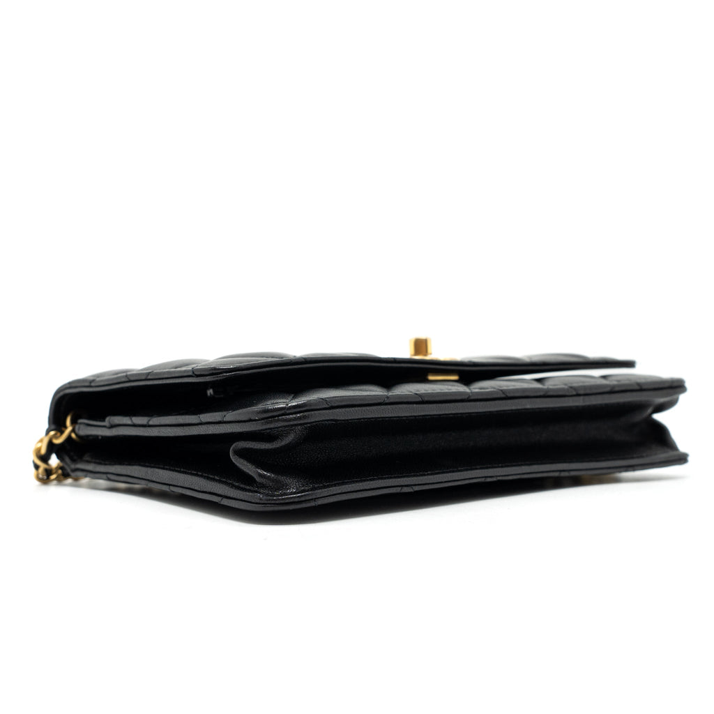 Chanel Pearl Crush Wallet On Chain Lambskin Black Brushed  (Microchip)