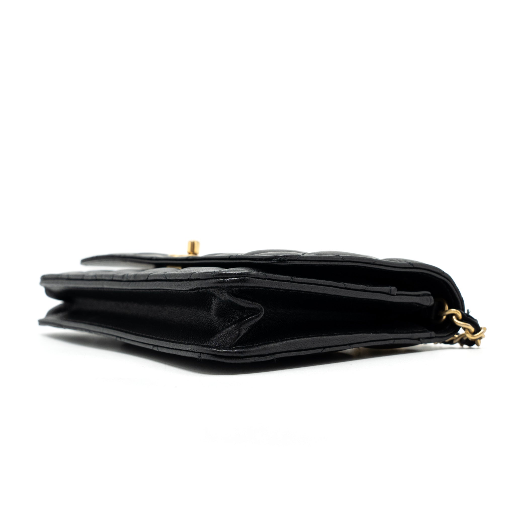 Chanel Pearl Crush Wallet On Chain Lambskin Black Brushed  (Microchip)