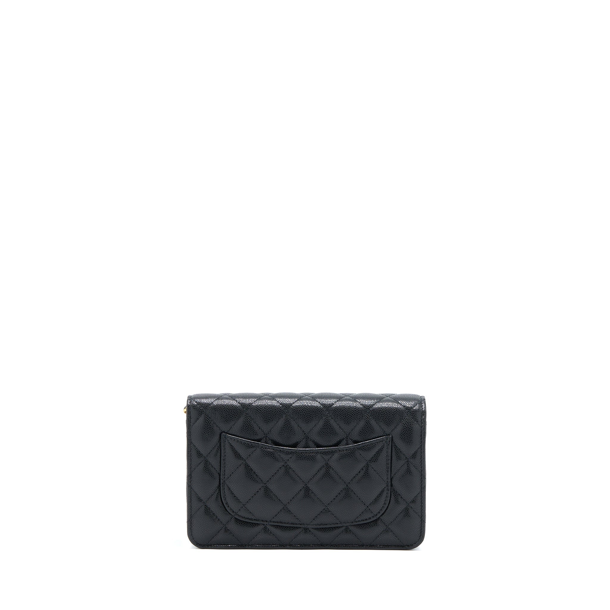 Chanel 22A Wallet On Chain Caviar Black  (Microchip)