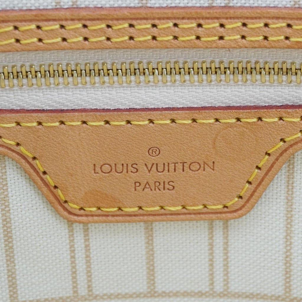 LOUIS VUITTON Neverfull MM Damier Azur Tote Shoulder Bag White