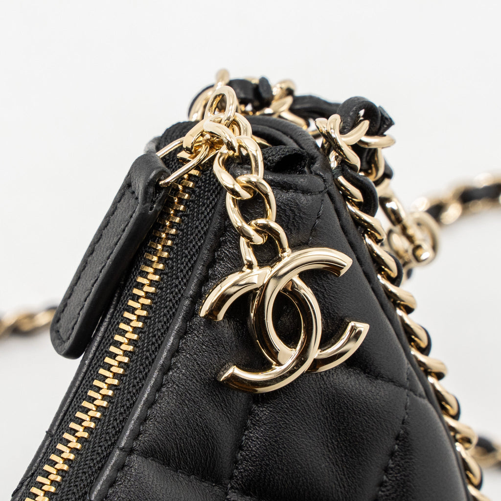 Chanel Small moon Hobo Bag Lambskin Black L(Microchip)
