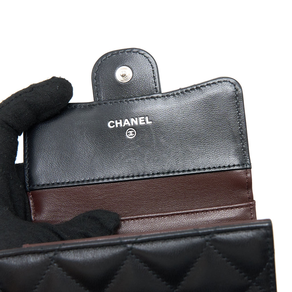 Chanel Small Classic Compact Wallet Lambskin Black