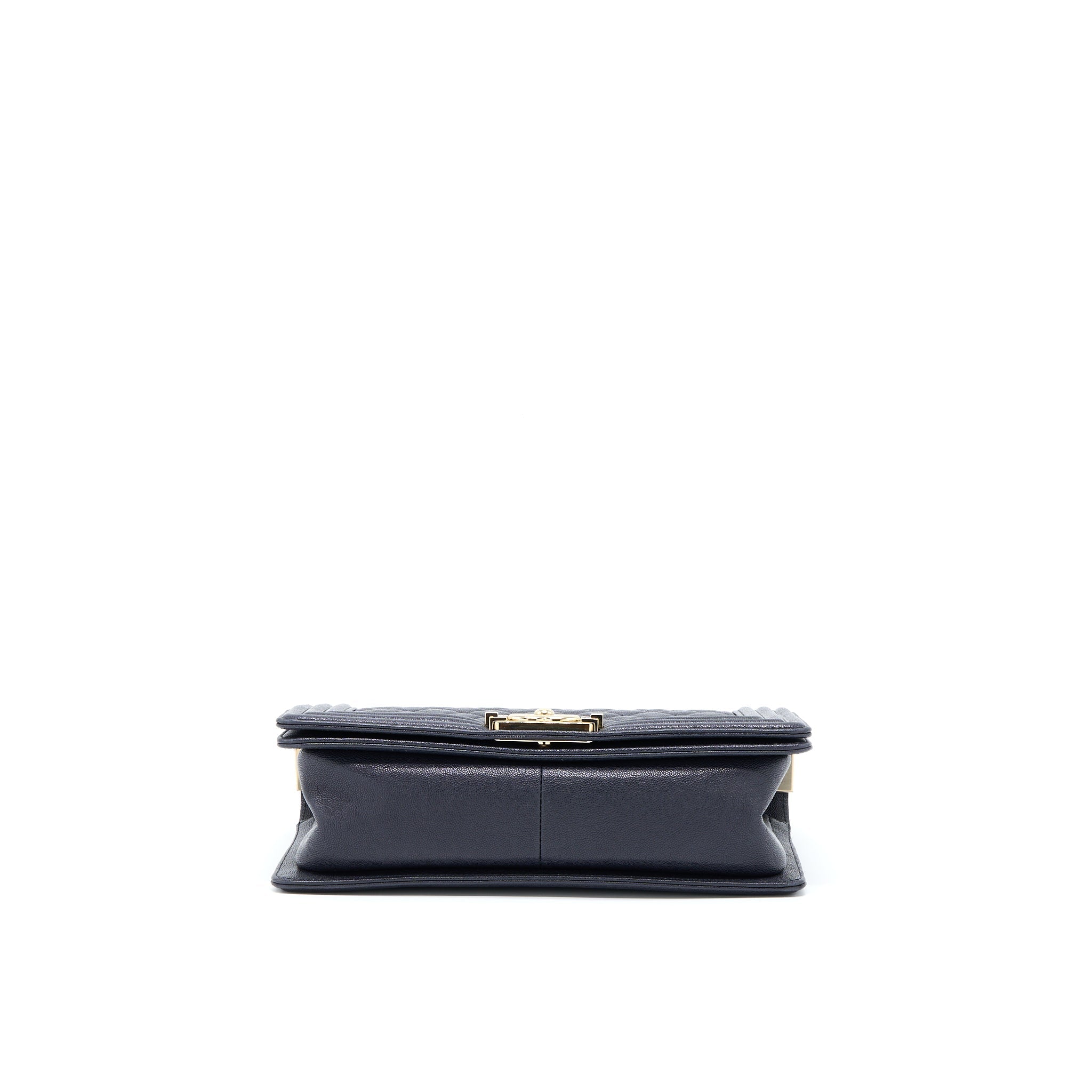 Chanel Medium Boy Bag Grained Calfskin Dark Blue L