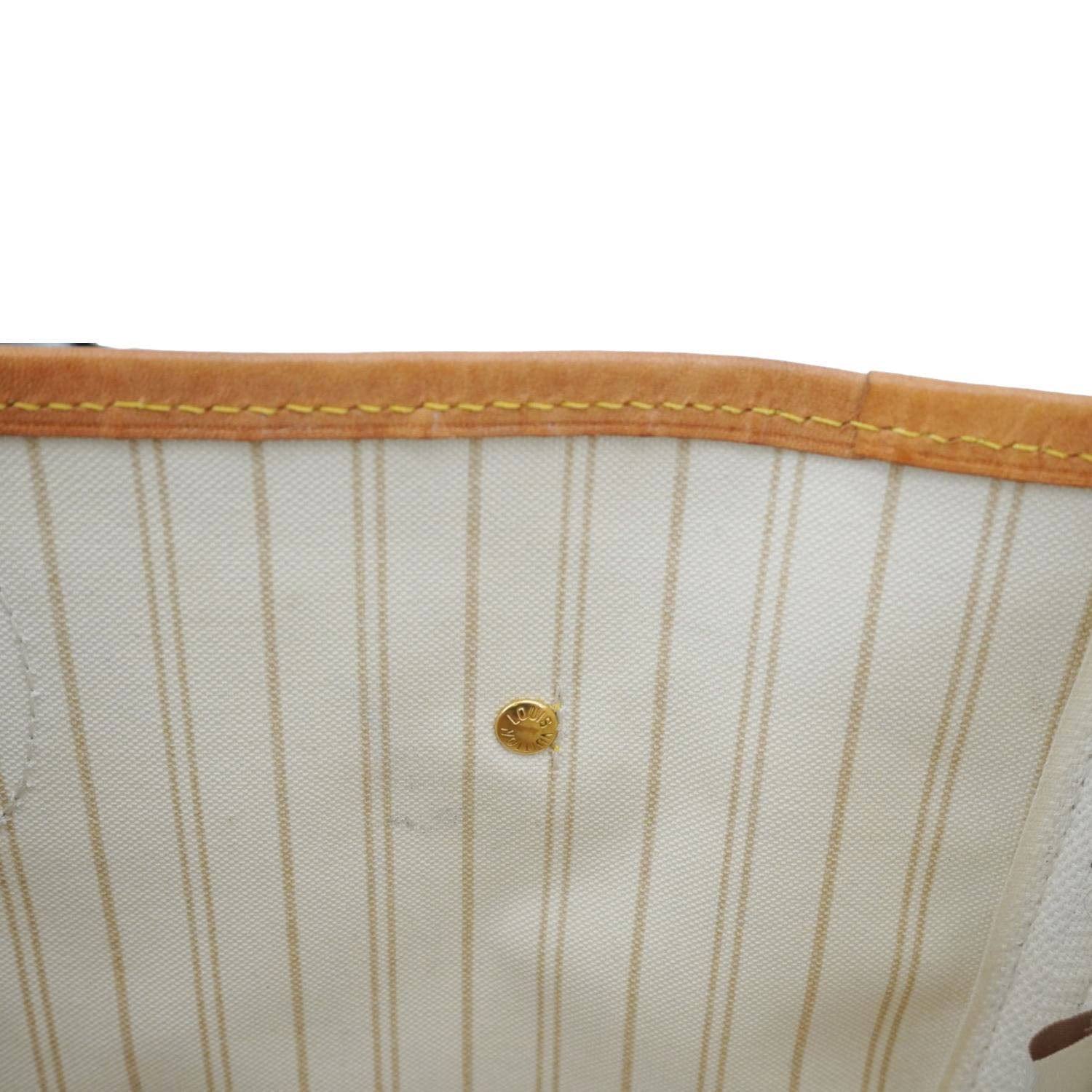 LOUIS VUITTON Neverfull MM Damier Azur Tote Shoulder Bag White