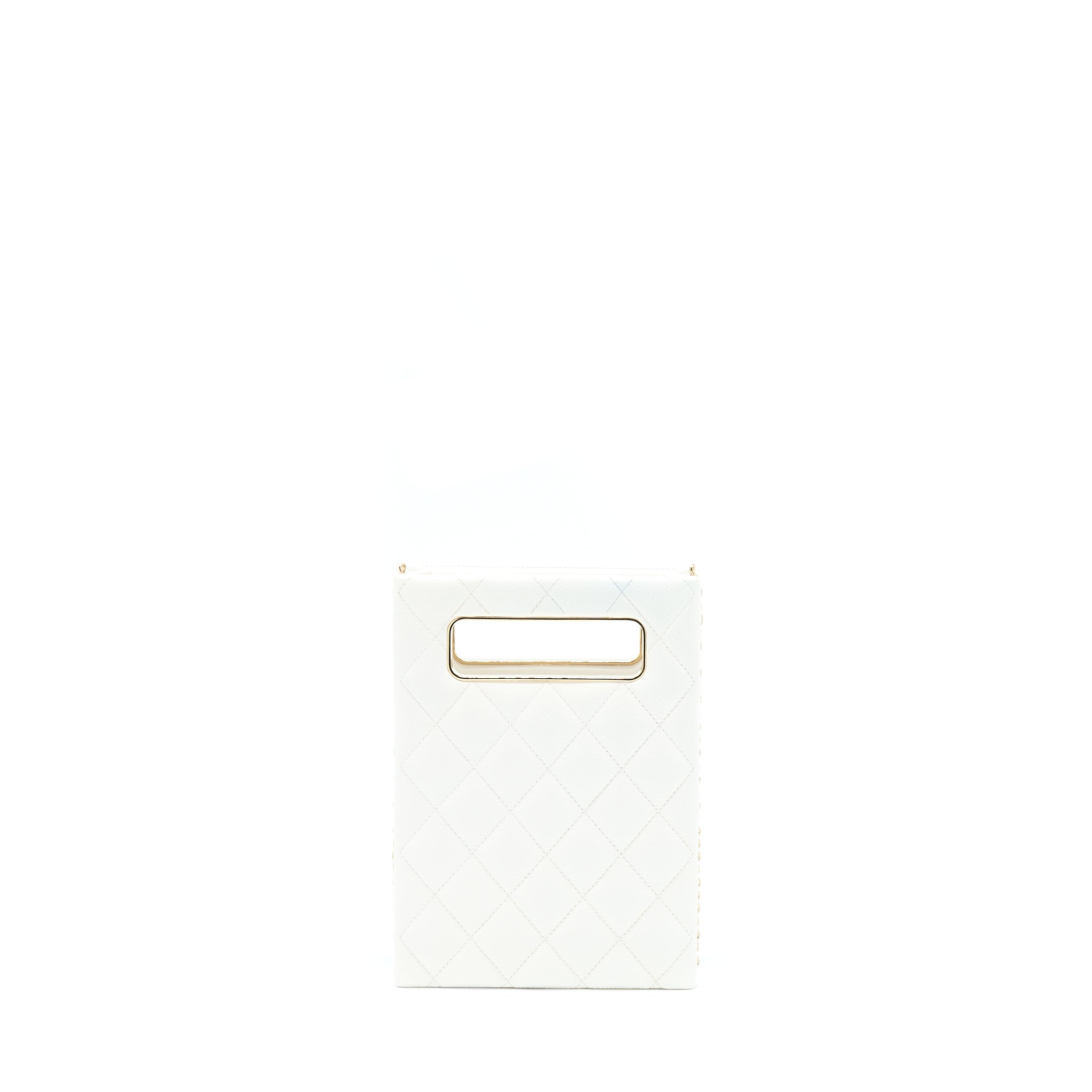 Chanel Vertical Evening Chain Bag Caviar White L (Microchip)