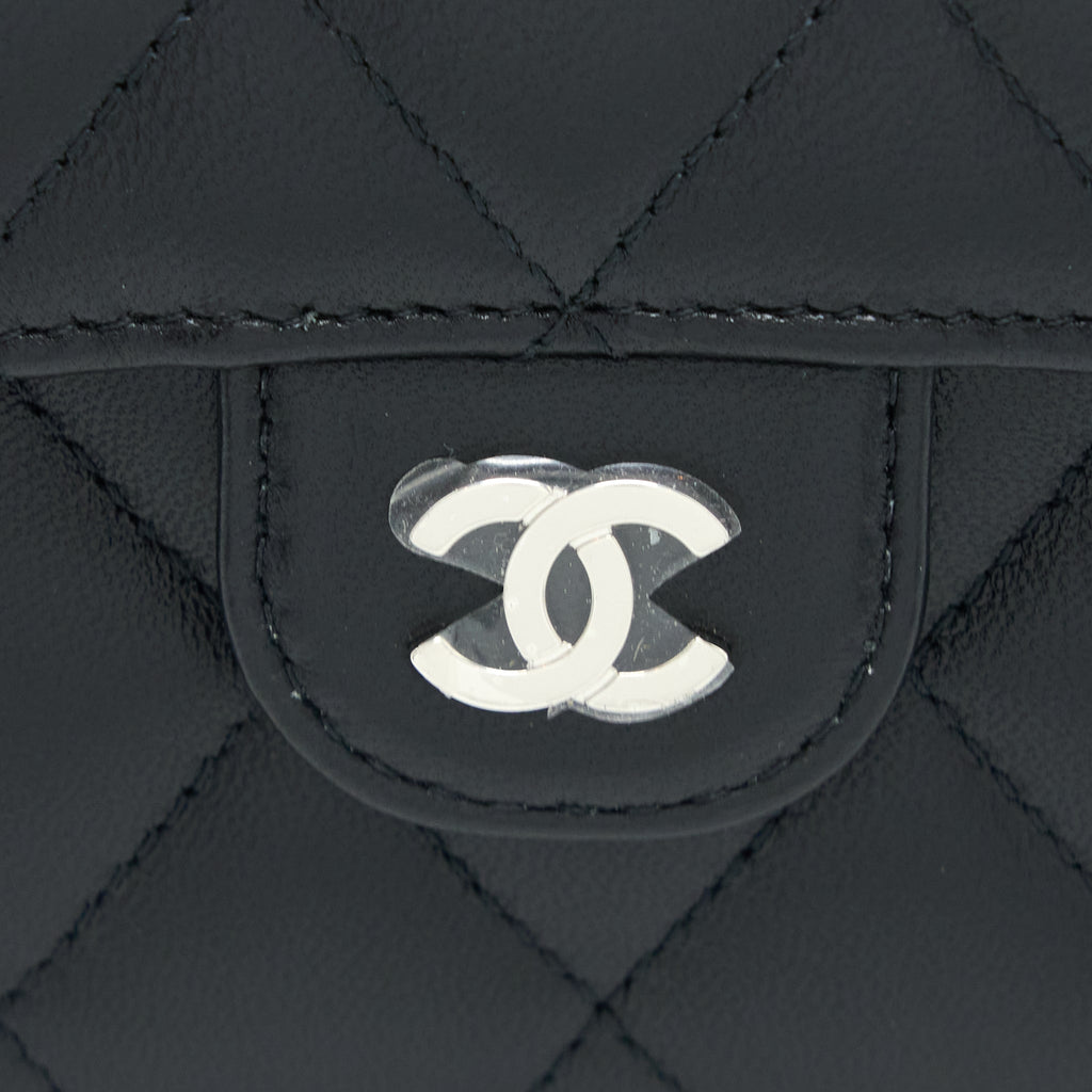 Chanel Small Classic Compact Wallet Lambskin Black