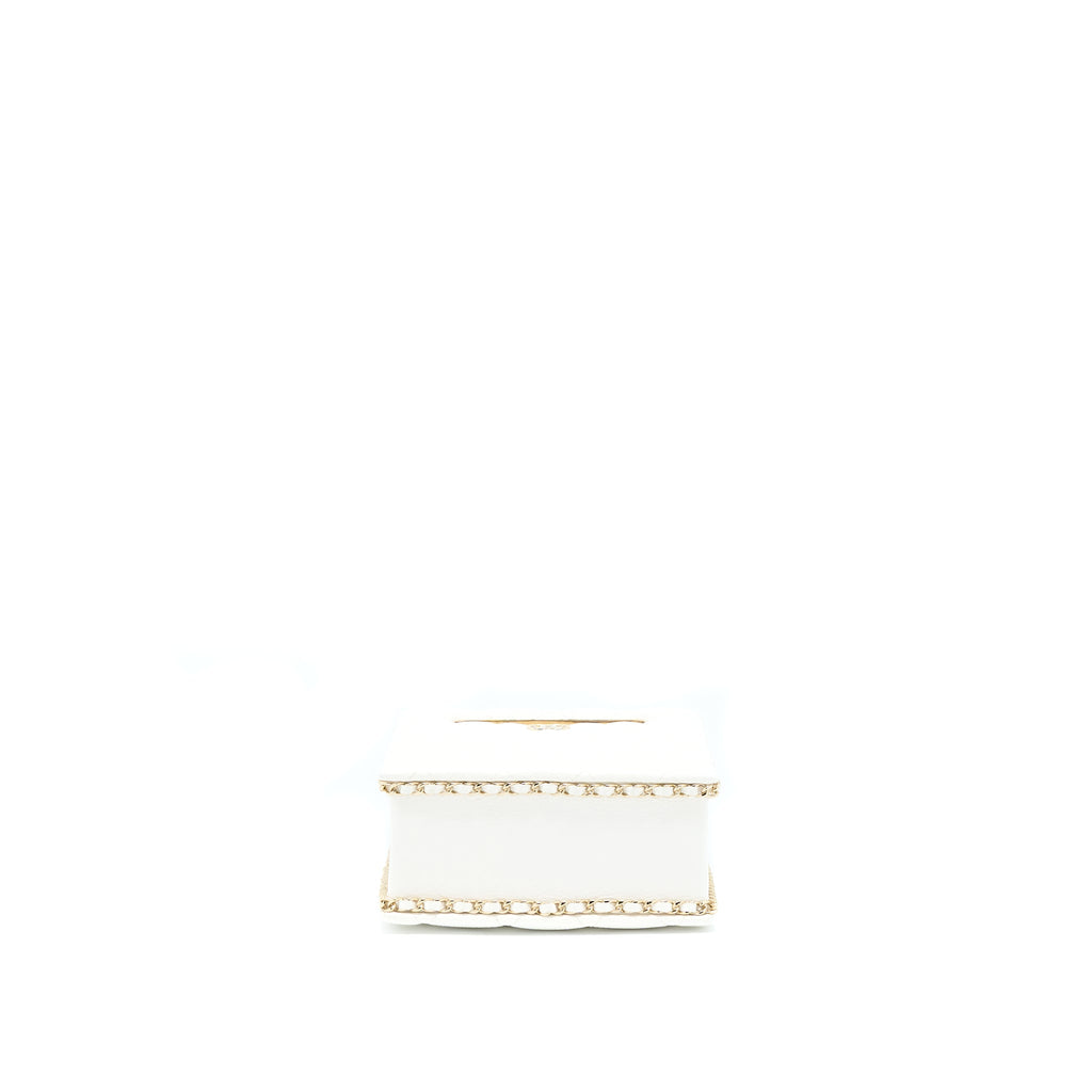 Chanel Vertical Evening Chain Bag Caviar White L (Microchip)