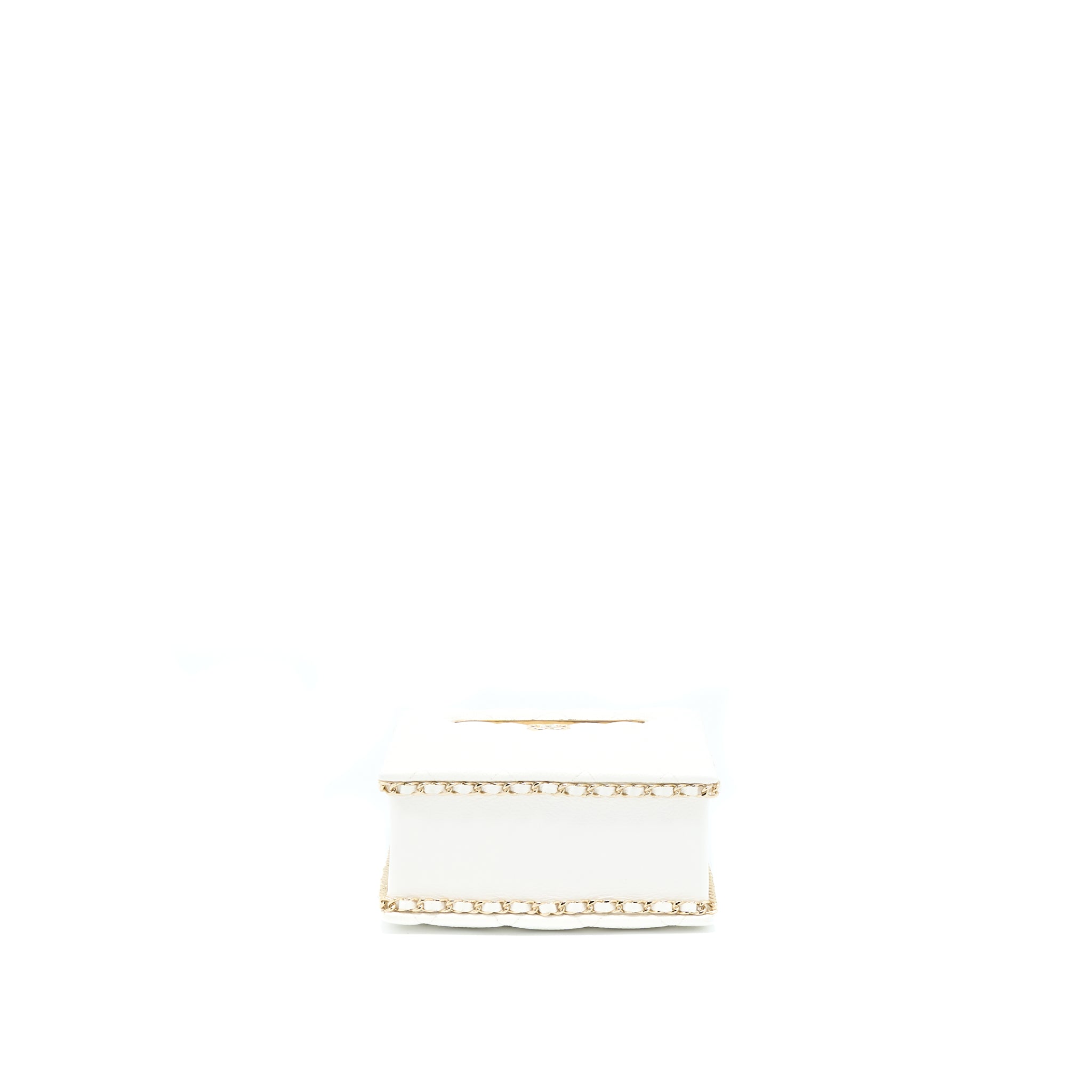 Chanel Vertical Evening Chain Bag Caviar White L (Microchip)