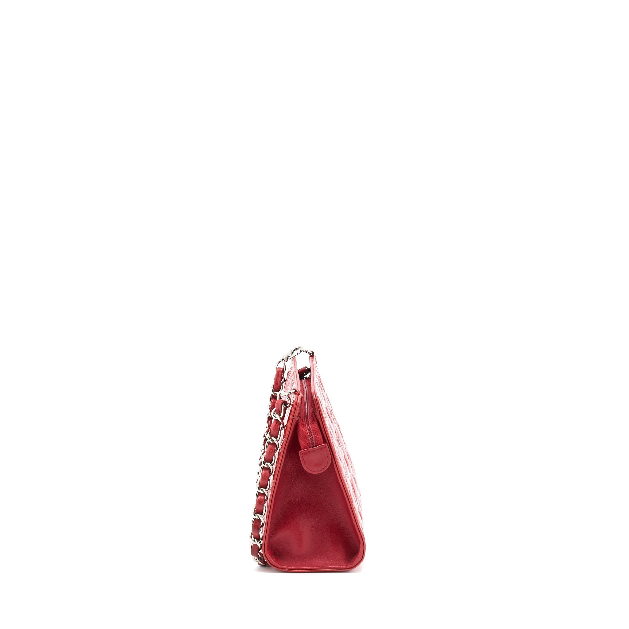 Chanel Vintage Leather Charm Printed Chain Shoulder Bag Red
