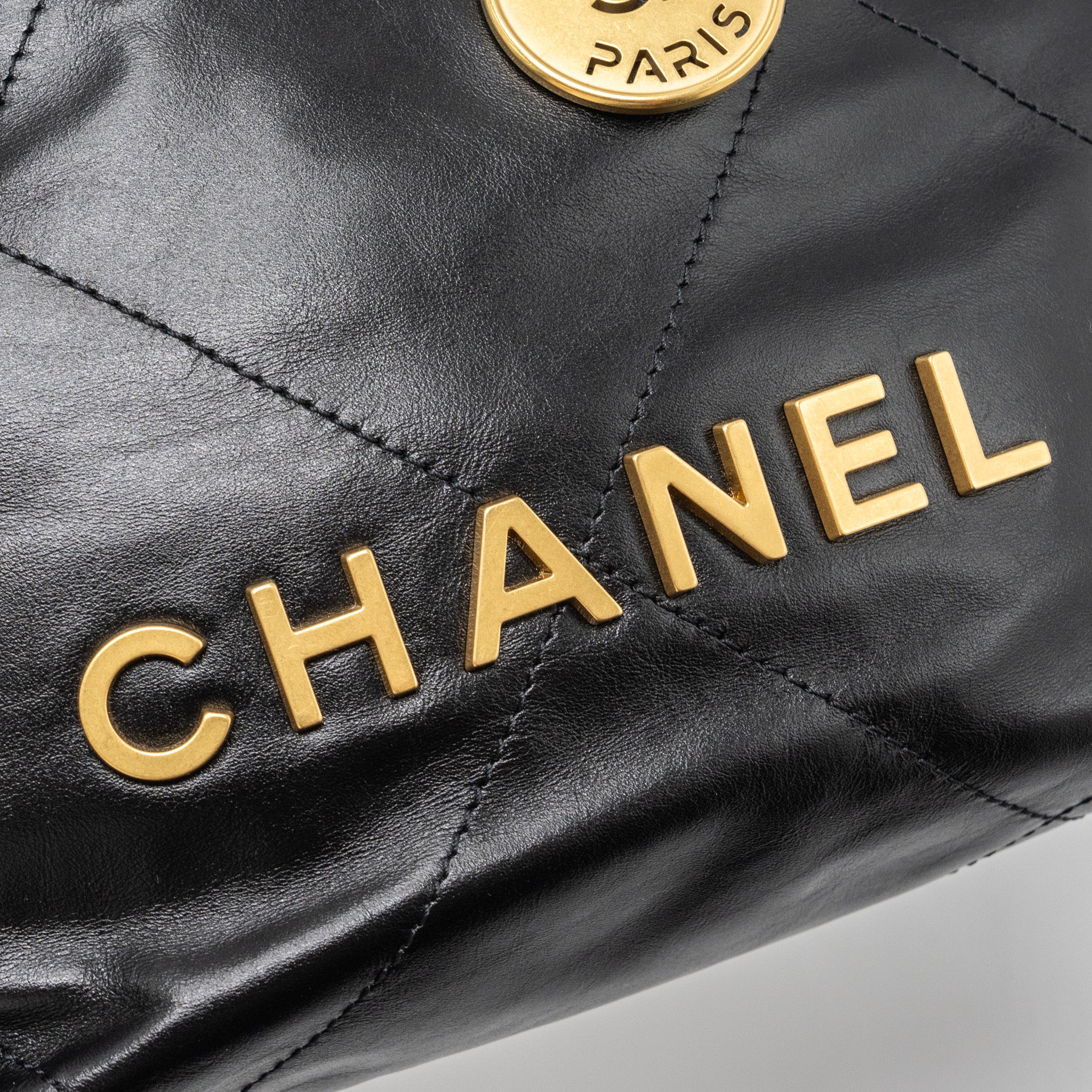 Chanel Mini 22 Bag Shiny Calfskin Black (Microchip)