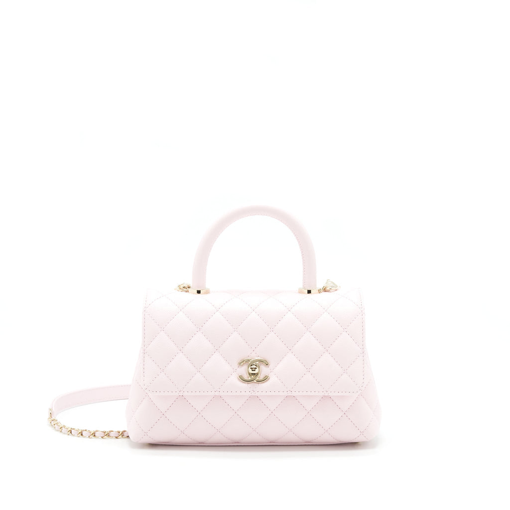 Chanel 22P Small Coco Handle Caviar Light Pink L