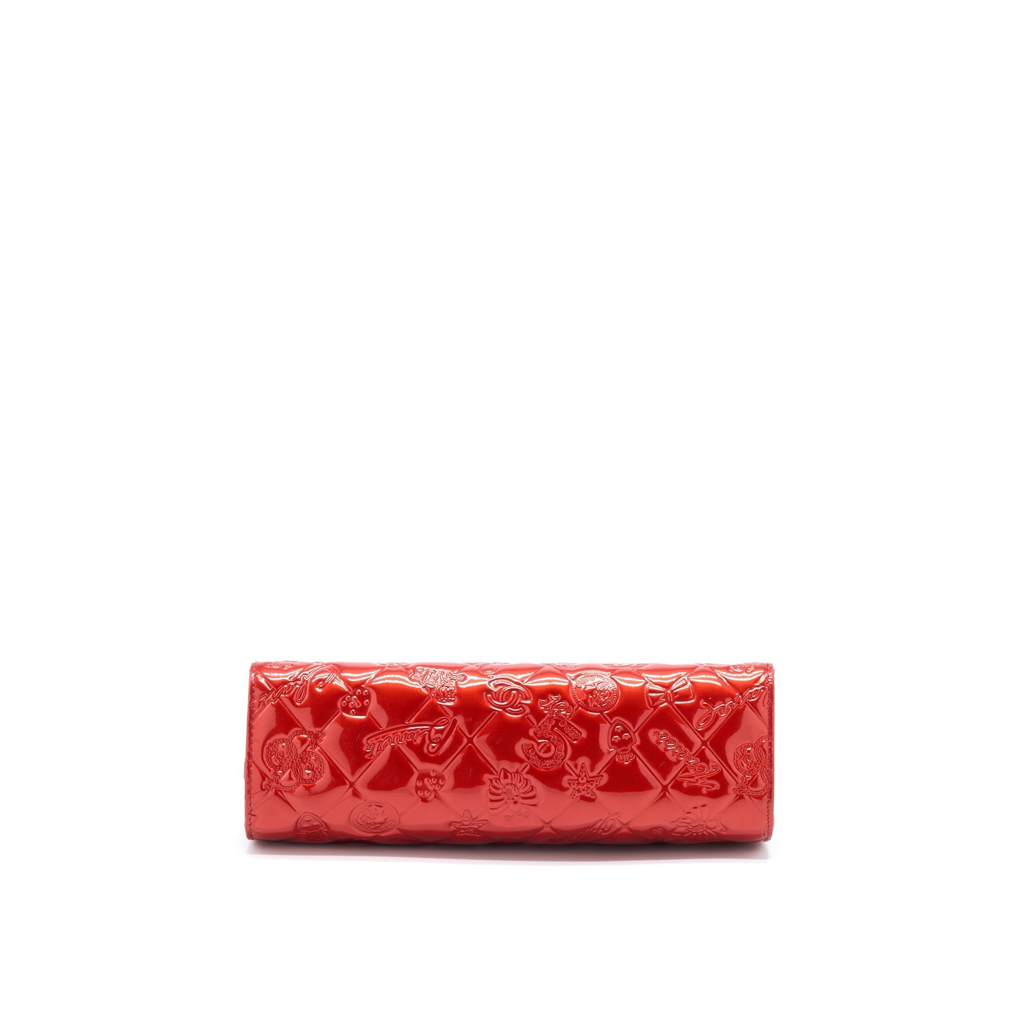 Chanel Vintage Leather Charm Printed Chain Shoulder Bag Red