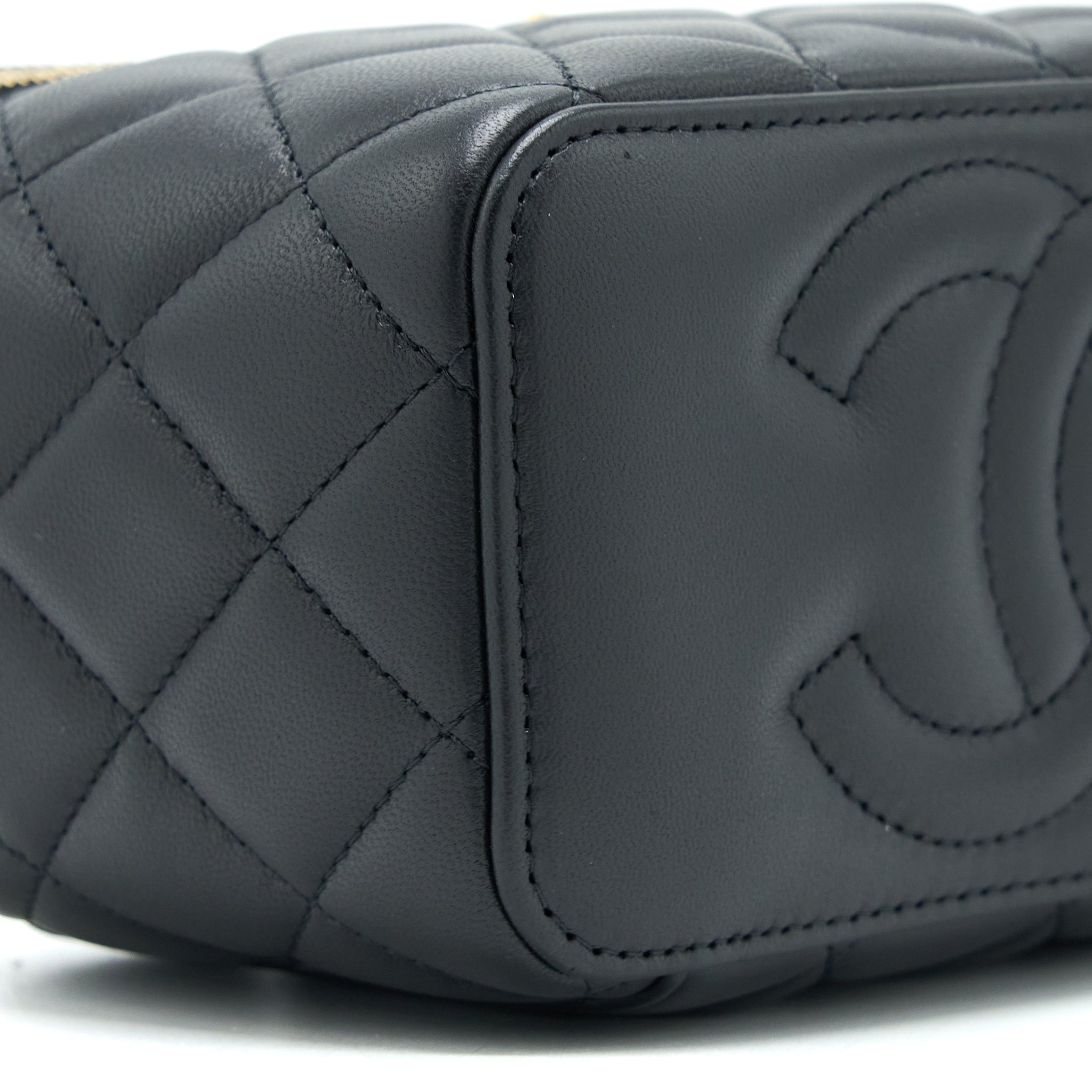 Chanel Pearl Crush Long Vanity with Chain Lambskin Black  (Microchip)