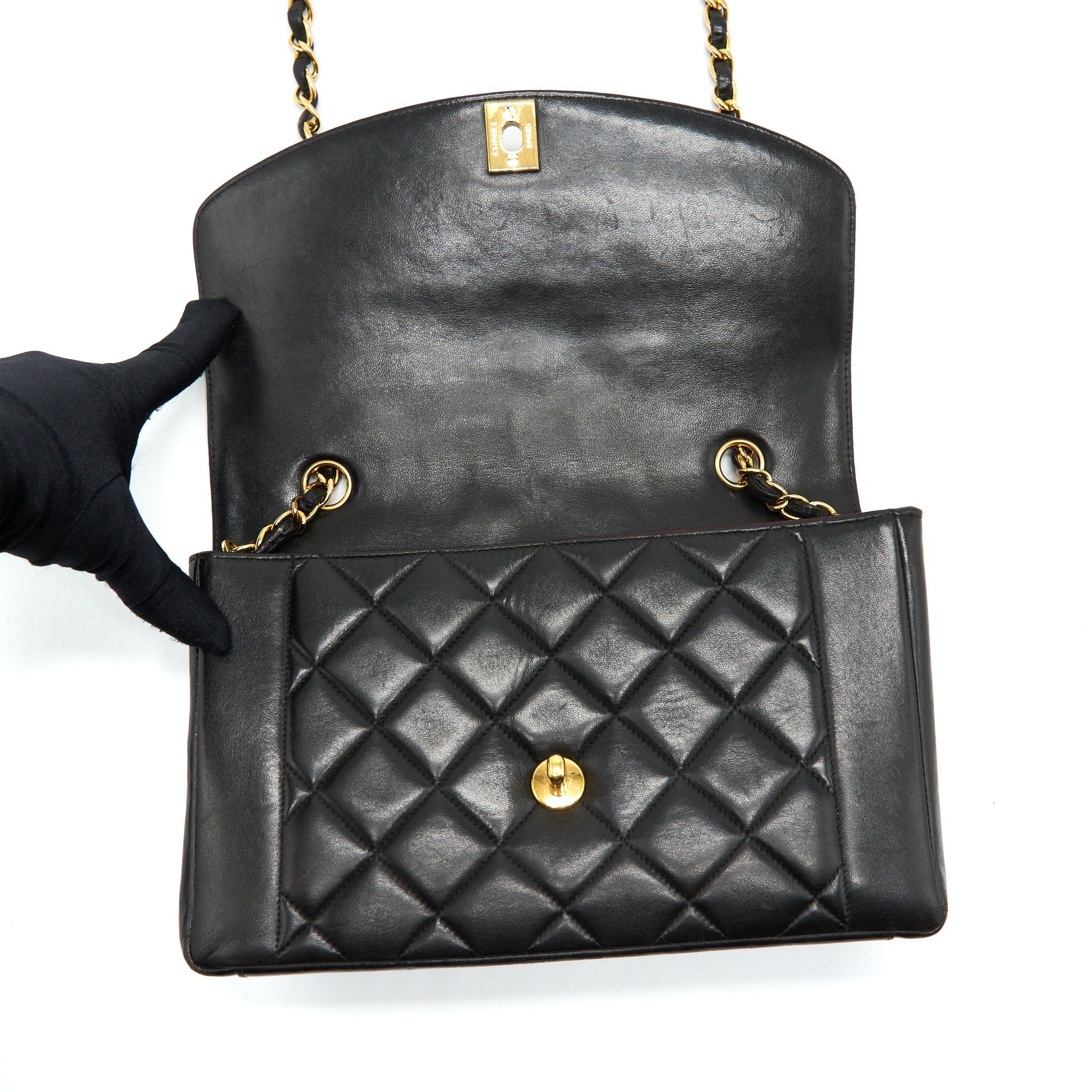Chanel Vintage Medium Diana Flap Bag Lambskin Black