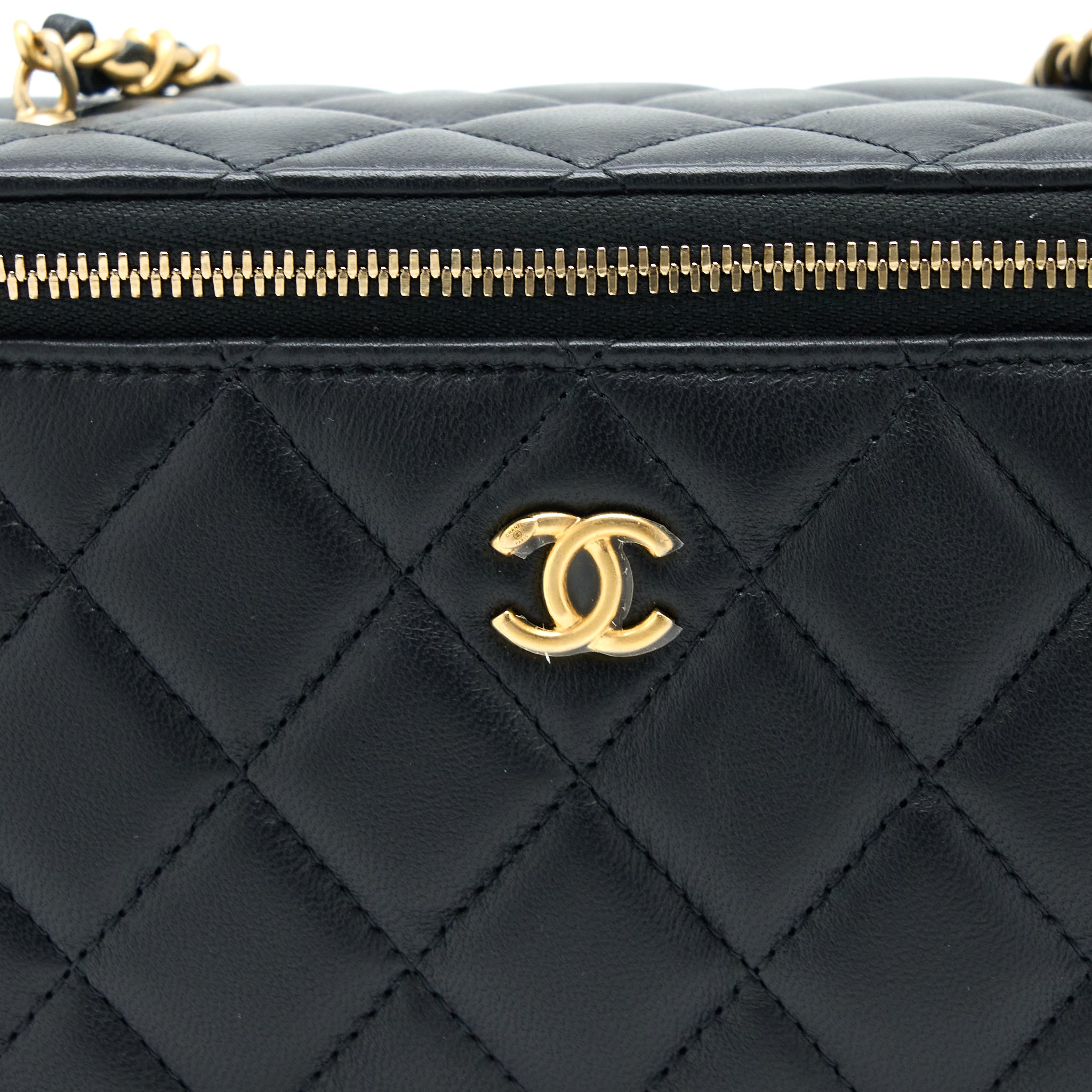 Chanel Pearl Crush Long Vanity with Chain Lambskin Black  (Microchip)
