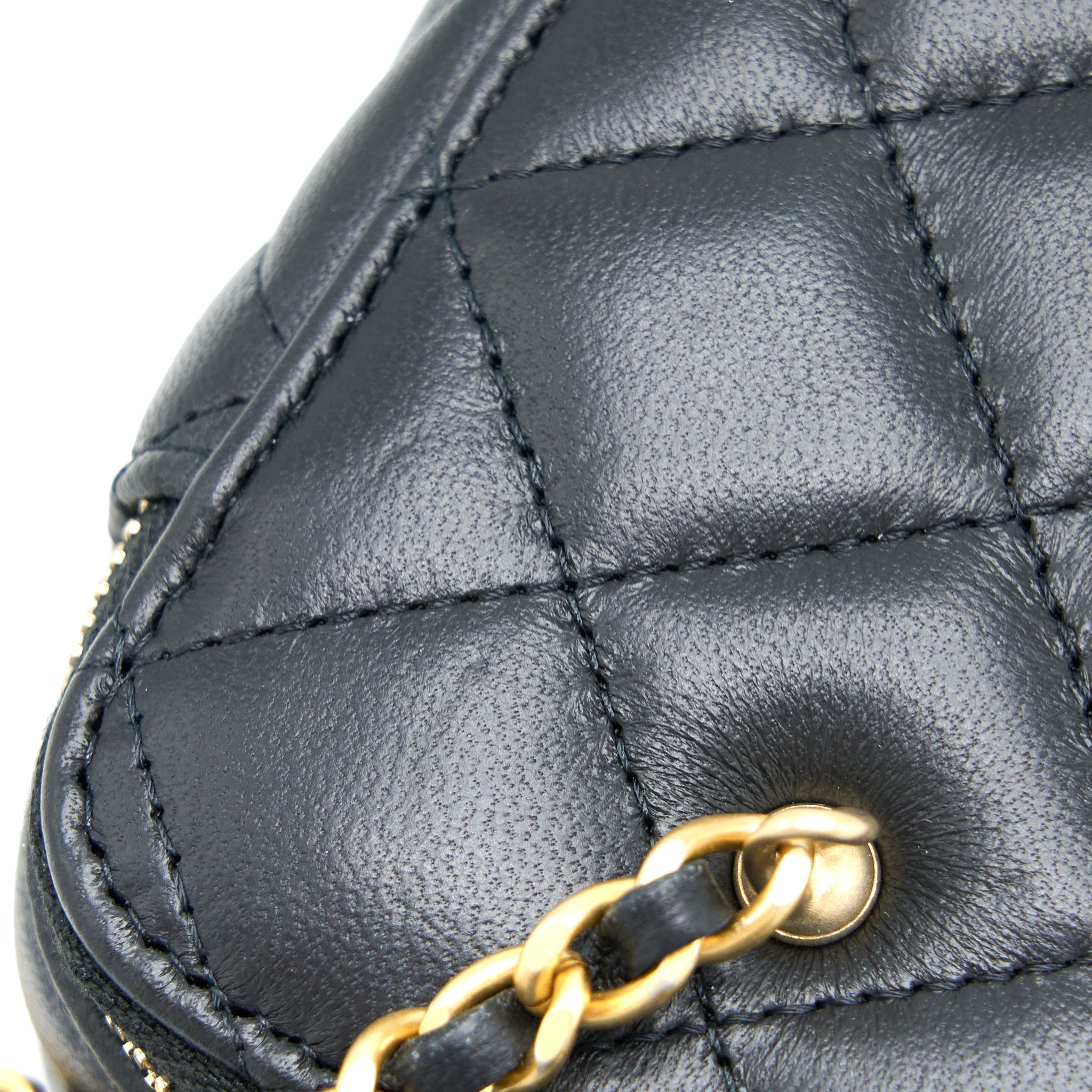Chanel Pearl Crush Long Vanity with Chain Lambskin Black  (Microchip)