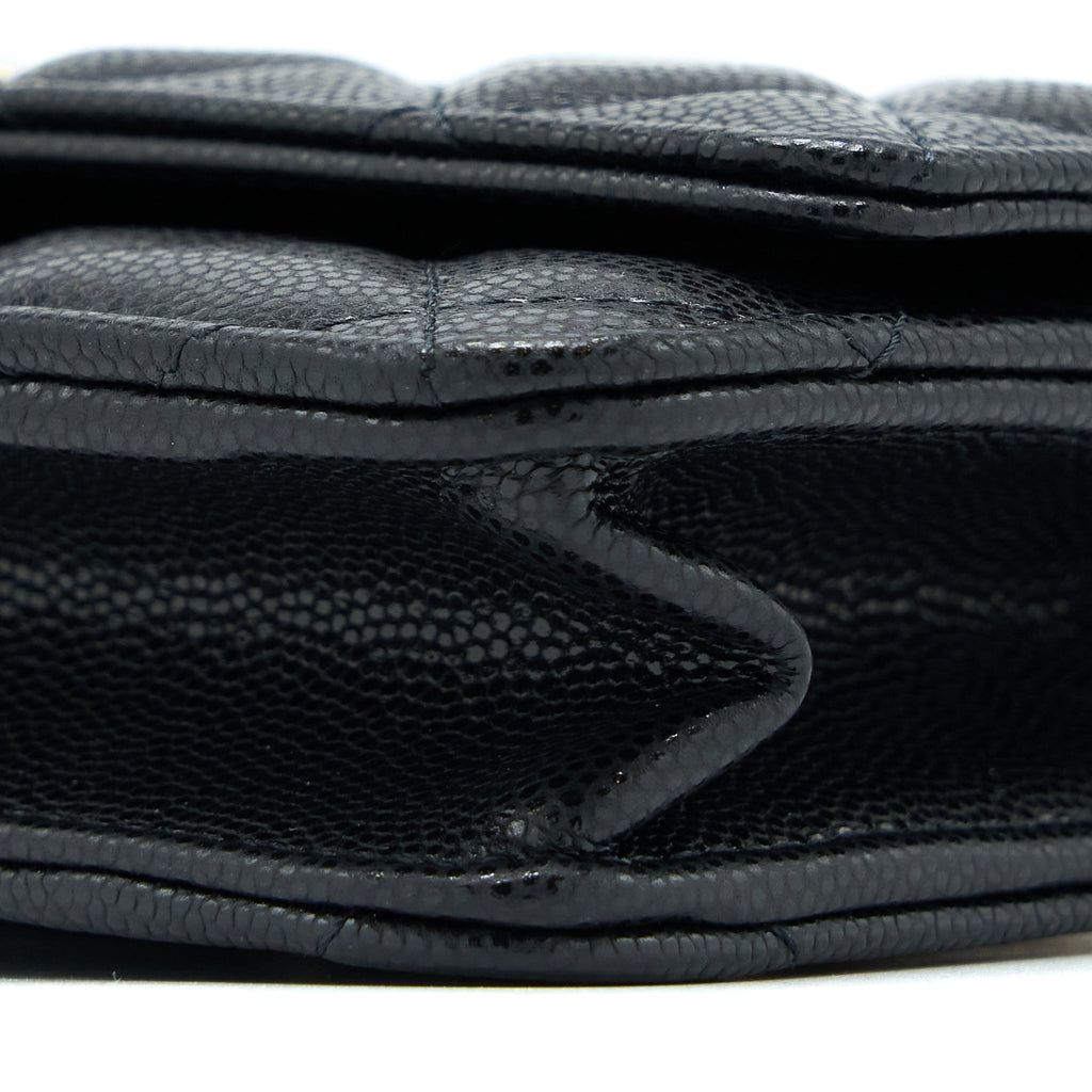 Chanel 22A Wallet On Chain Caviar Black  (Microchip)