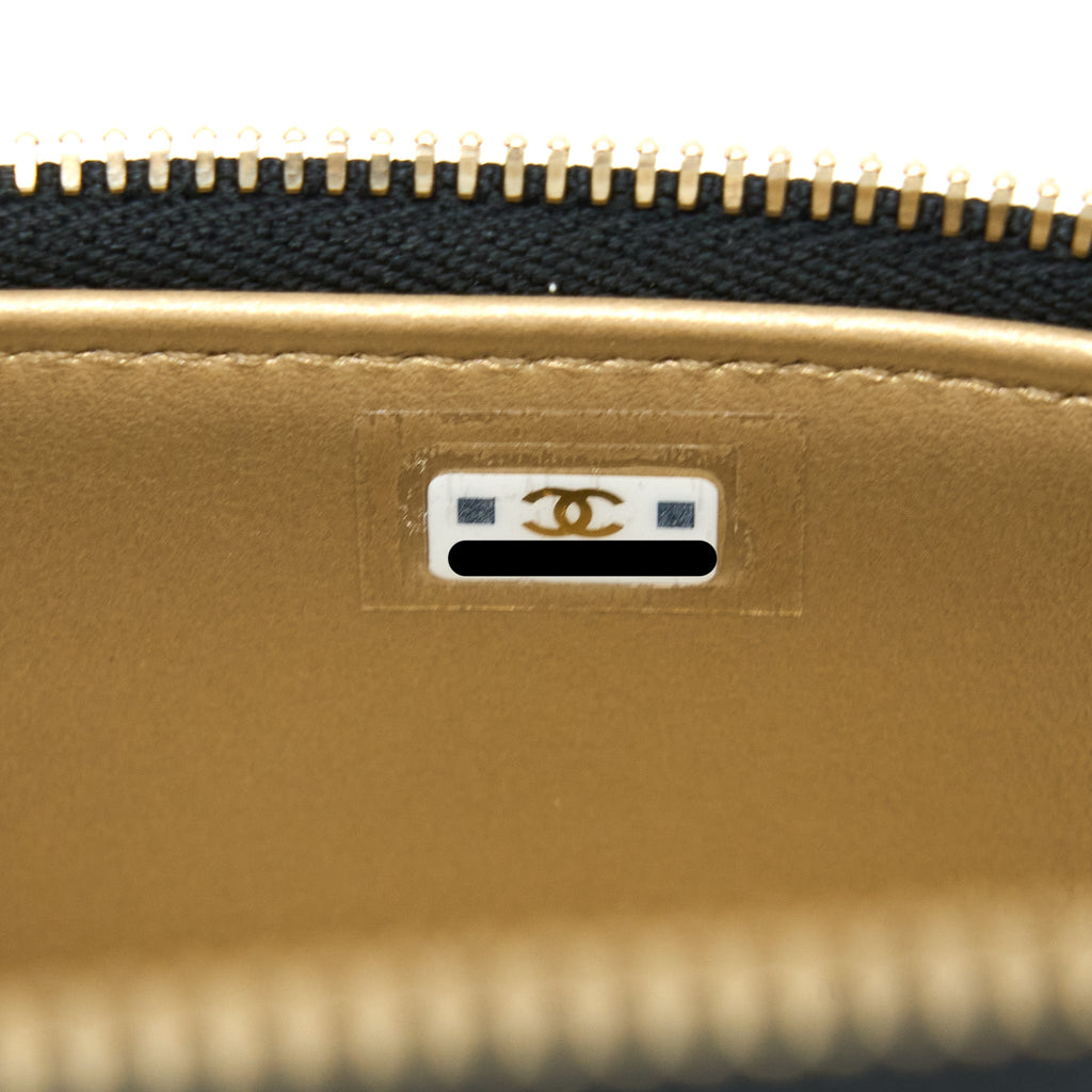 Chanel Pearl Crush Long Vanity with Chain Lambskin Black  (Microchip)