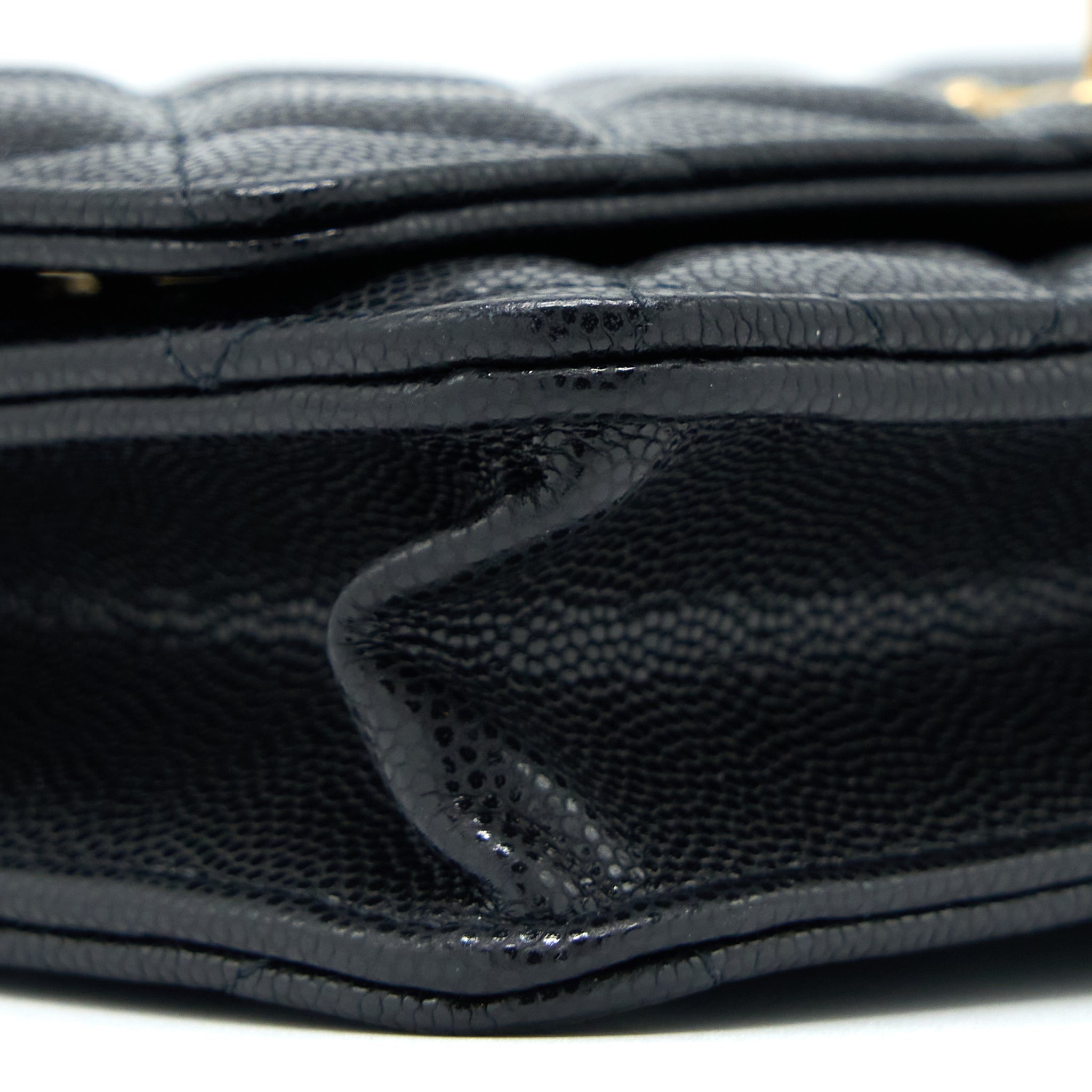 Chanel 22A Wallet On Chain Caviar Black  (Microchip)
