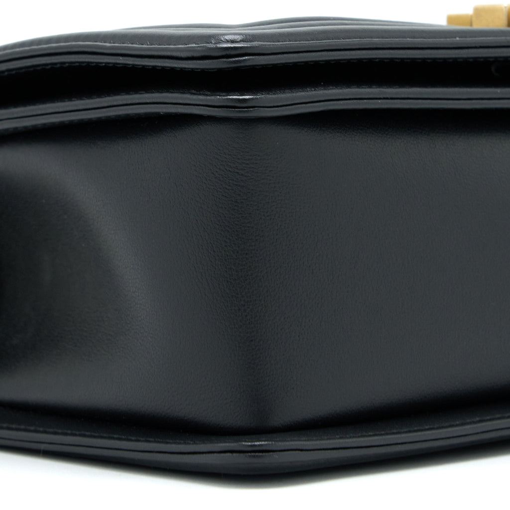 Chanel Medium Boy Bag Lambskin Black Brushed  (Microchip)