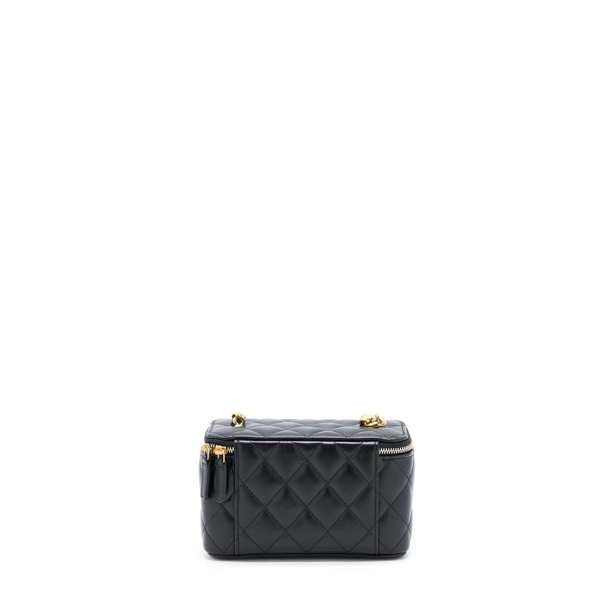 Chanel Long Vanity With Detailed Chain Lambskin Black