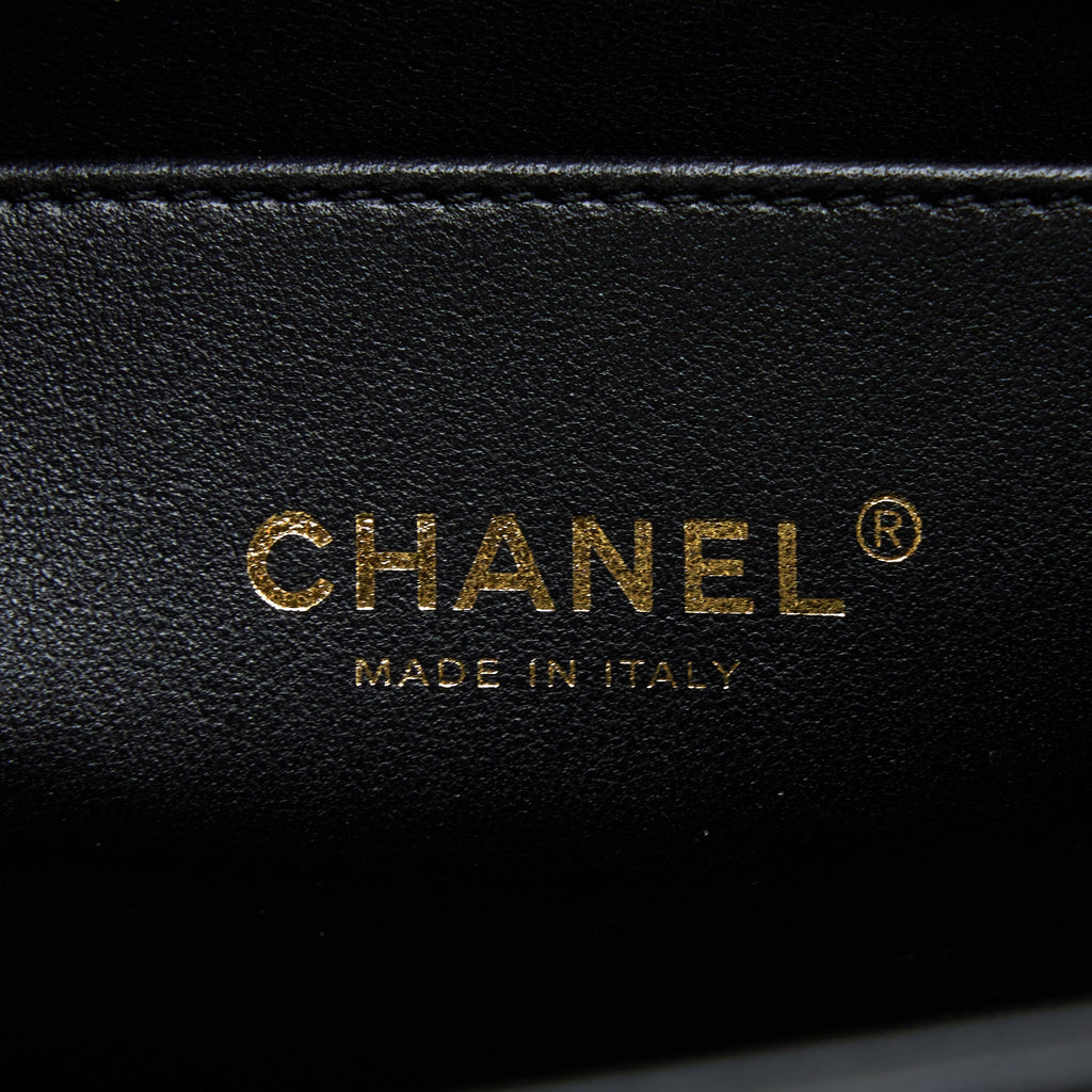 Chanel Medium Boy Bag Lambskin Black Brushed  (Microchip)