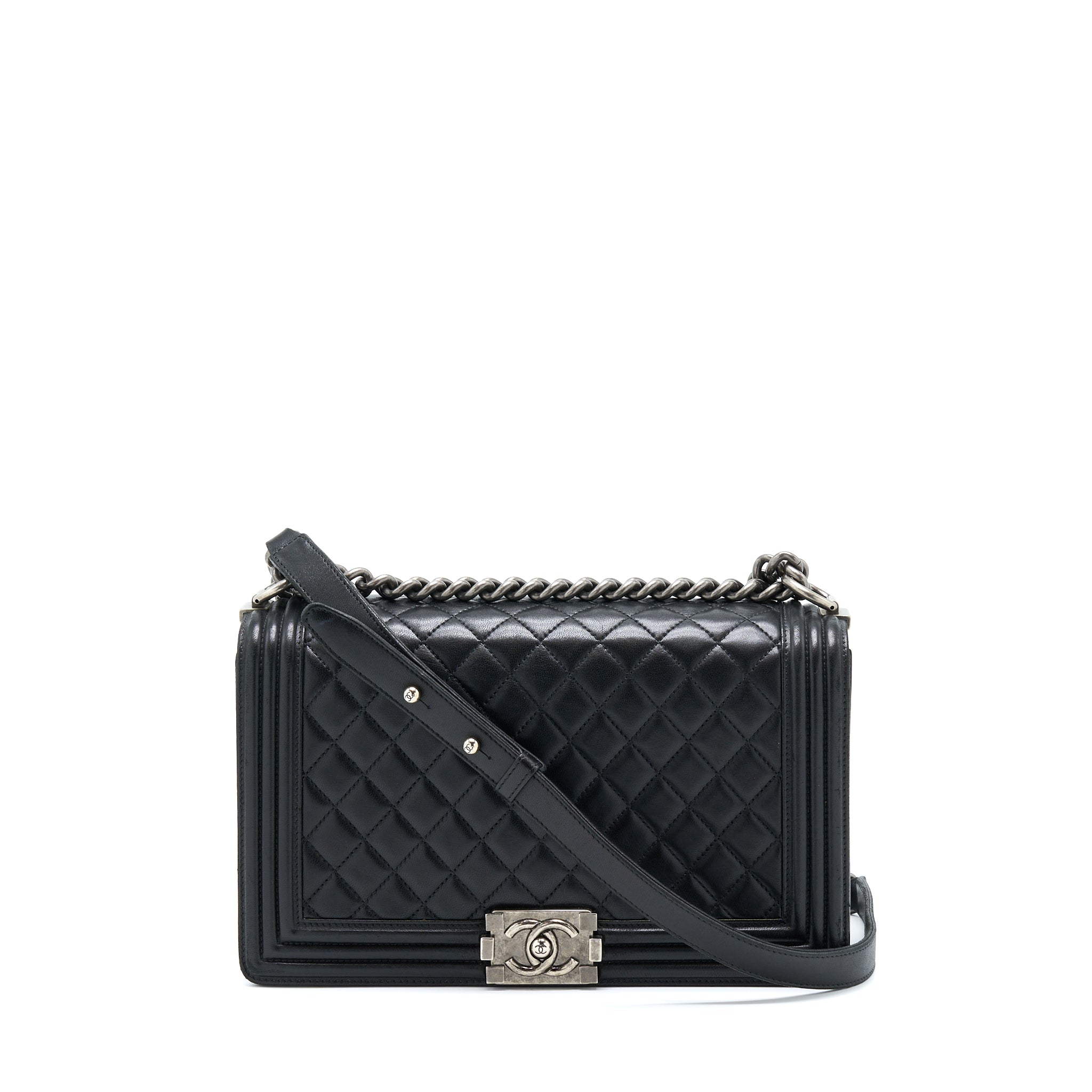 Chanel Medium Boy Bag Lambskin Black Ruthenium