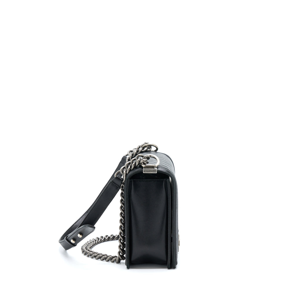 Chanel Medium Boy Bag Lambskin Black Ruthenium