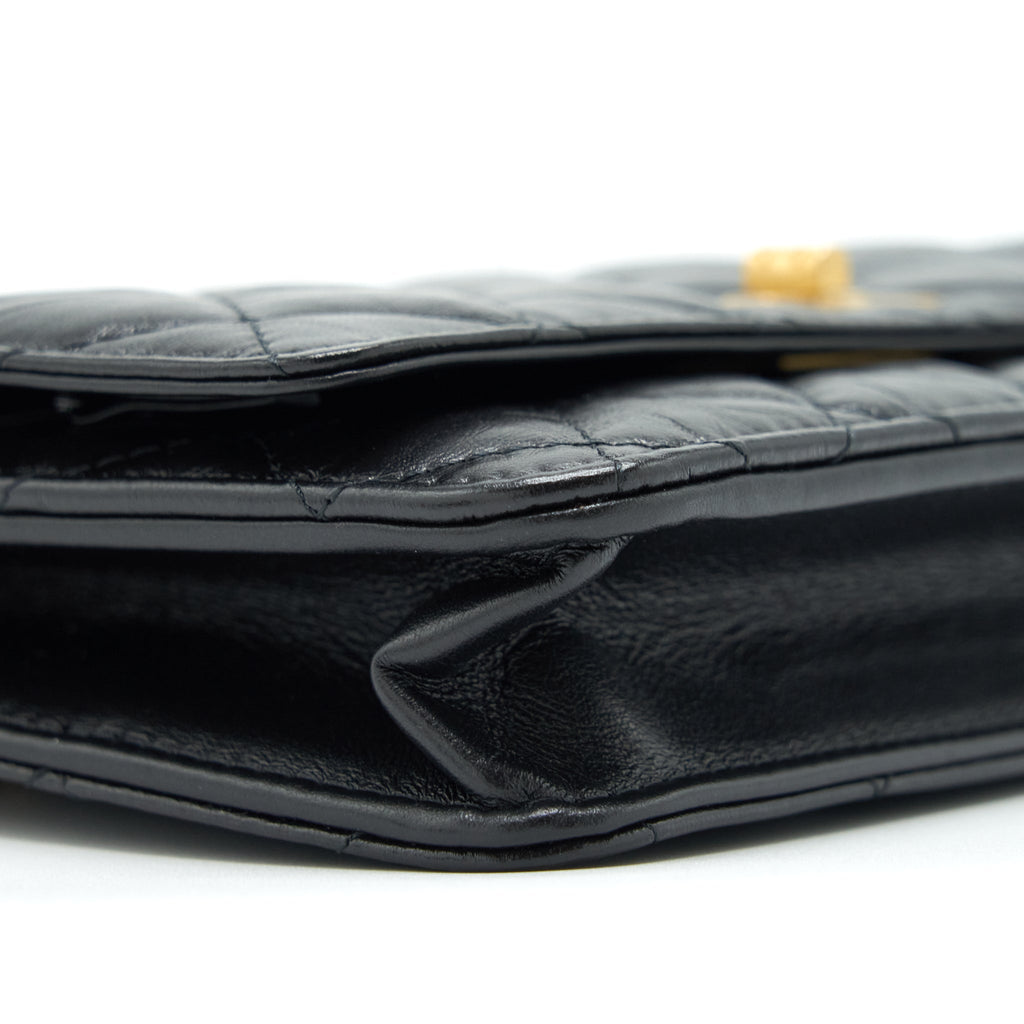 Chanel 2.55 Reissue Wallet On Chain Aged Calfskin Black