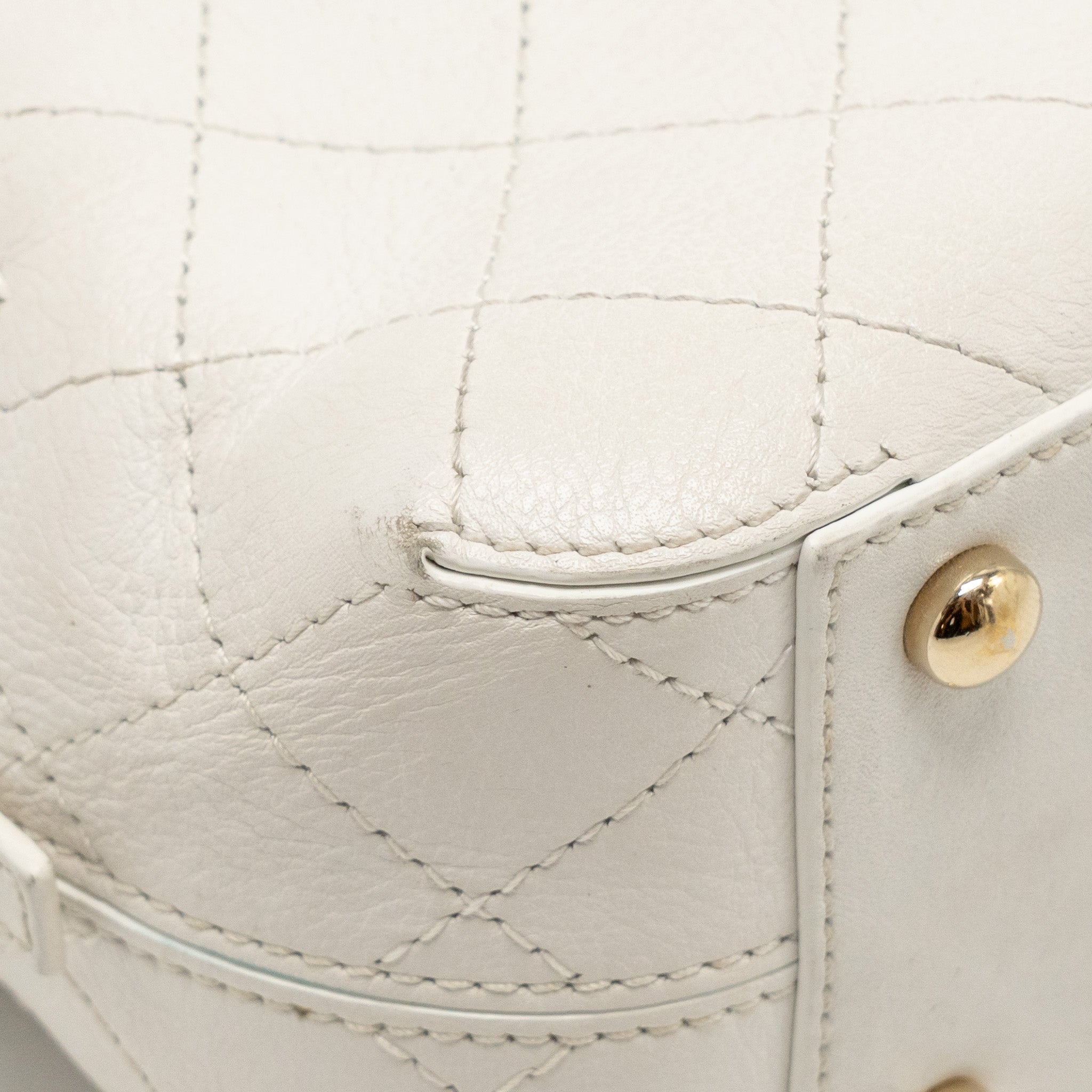 Chanel Mini Camera Bag with Chain Calfskin White L