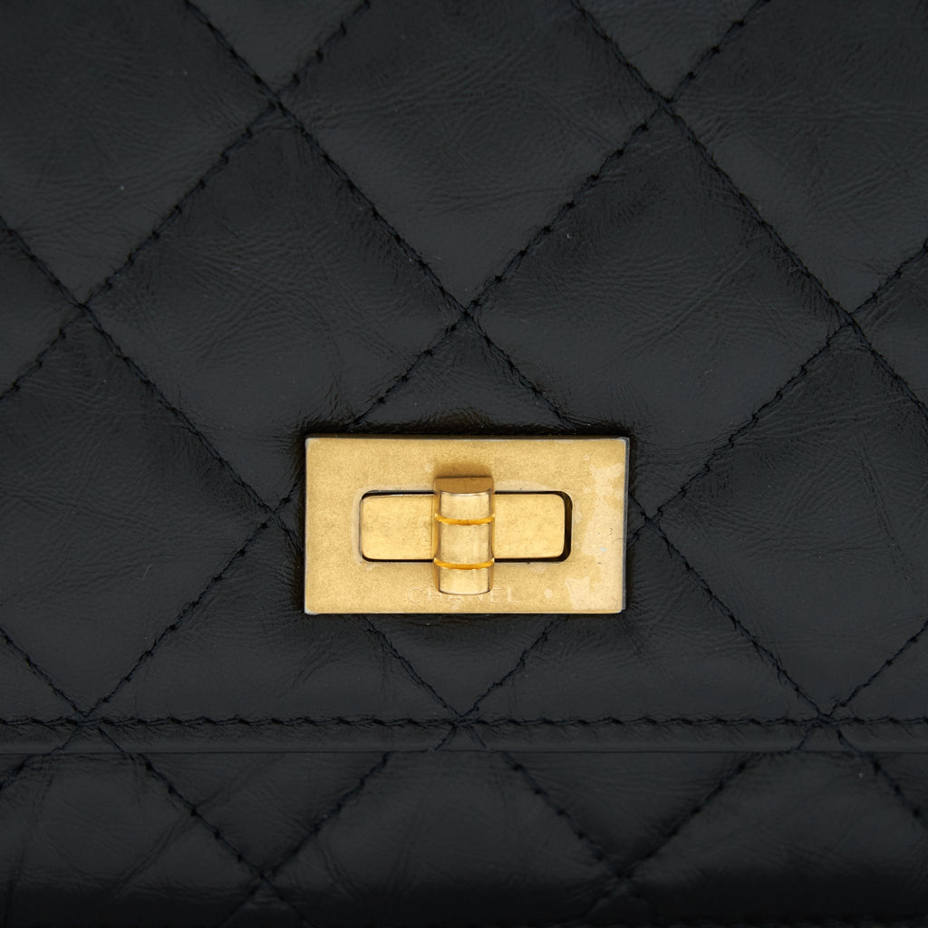 Chanel 2.55 Reissue Wallet On Chain Aged Calfskin Black