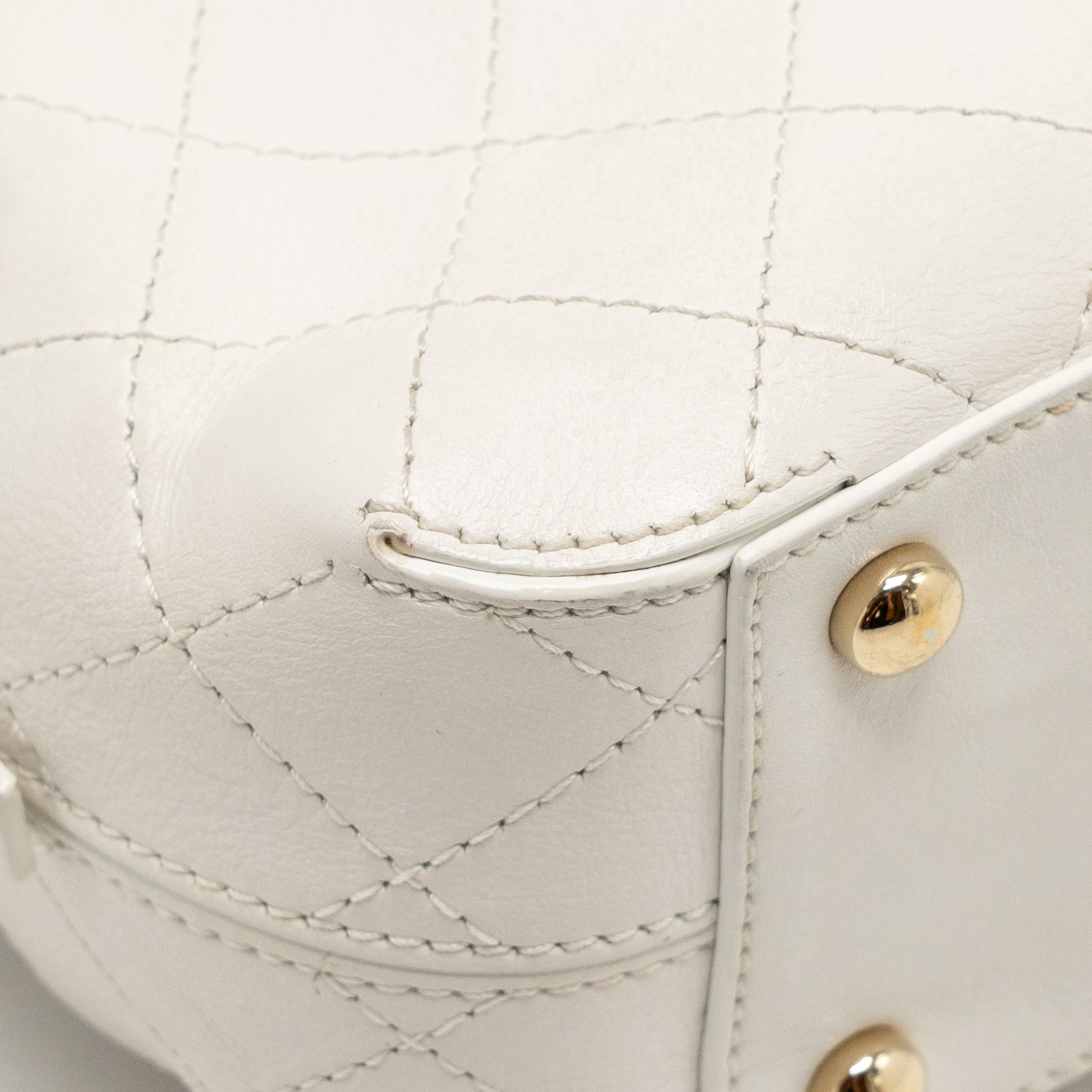 Chanel Mini Camera Bag with Chain Calfskin White L