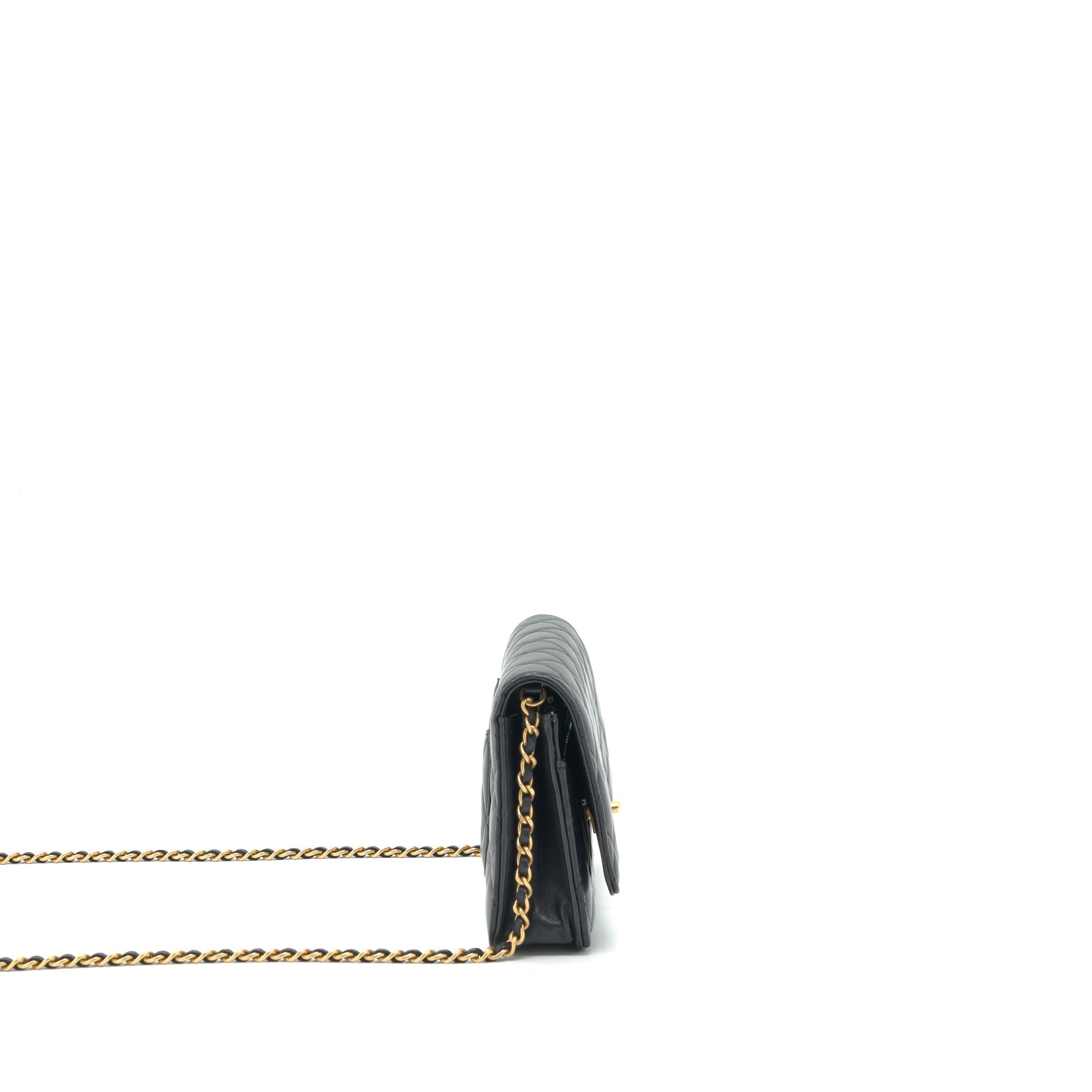 Chanel 22C Pearl Crush Wallet On Chain Lambskin Black