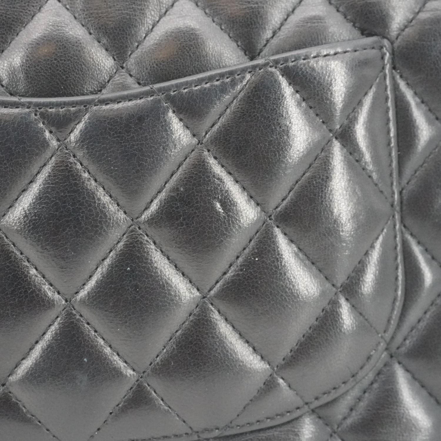 CHANEL Classic Double Flap Quilted Leather Crossbody Bag Black