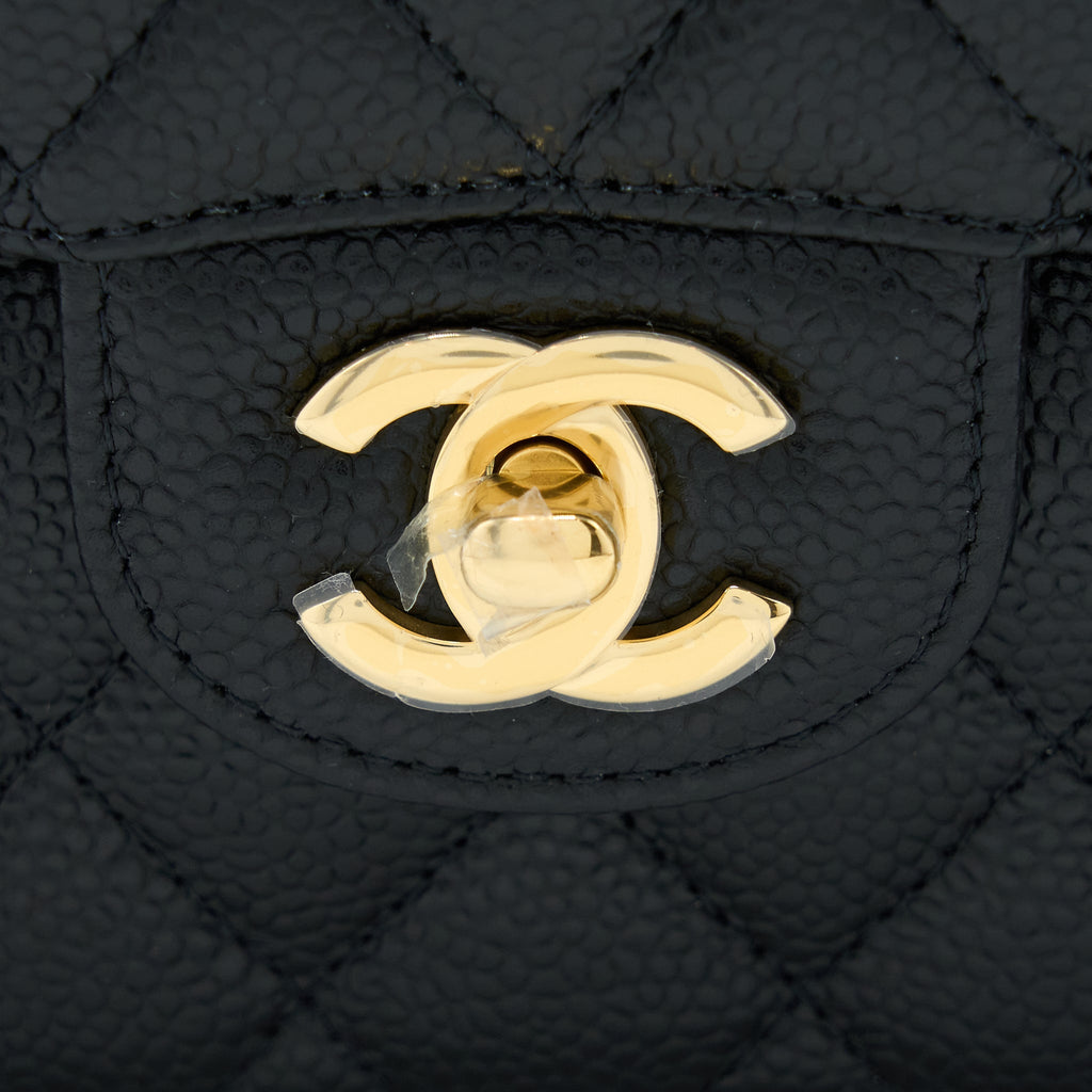 Chanel Small Classic Double Flap Bag Caviar Black  (Microchip)