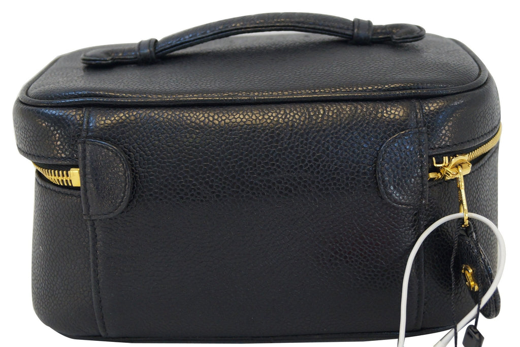 CHANEL Caviar Skin Vanity Cosmetic Bag Black