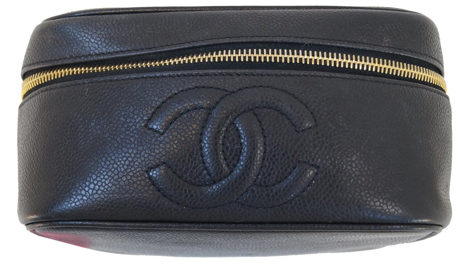 CHANEL Caviar Skin Vanity Cosmetic Bag Black