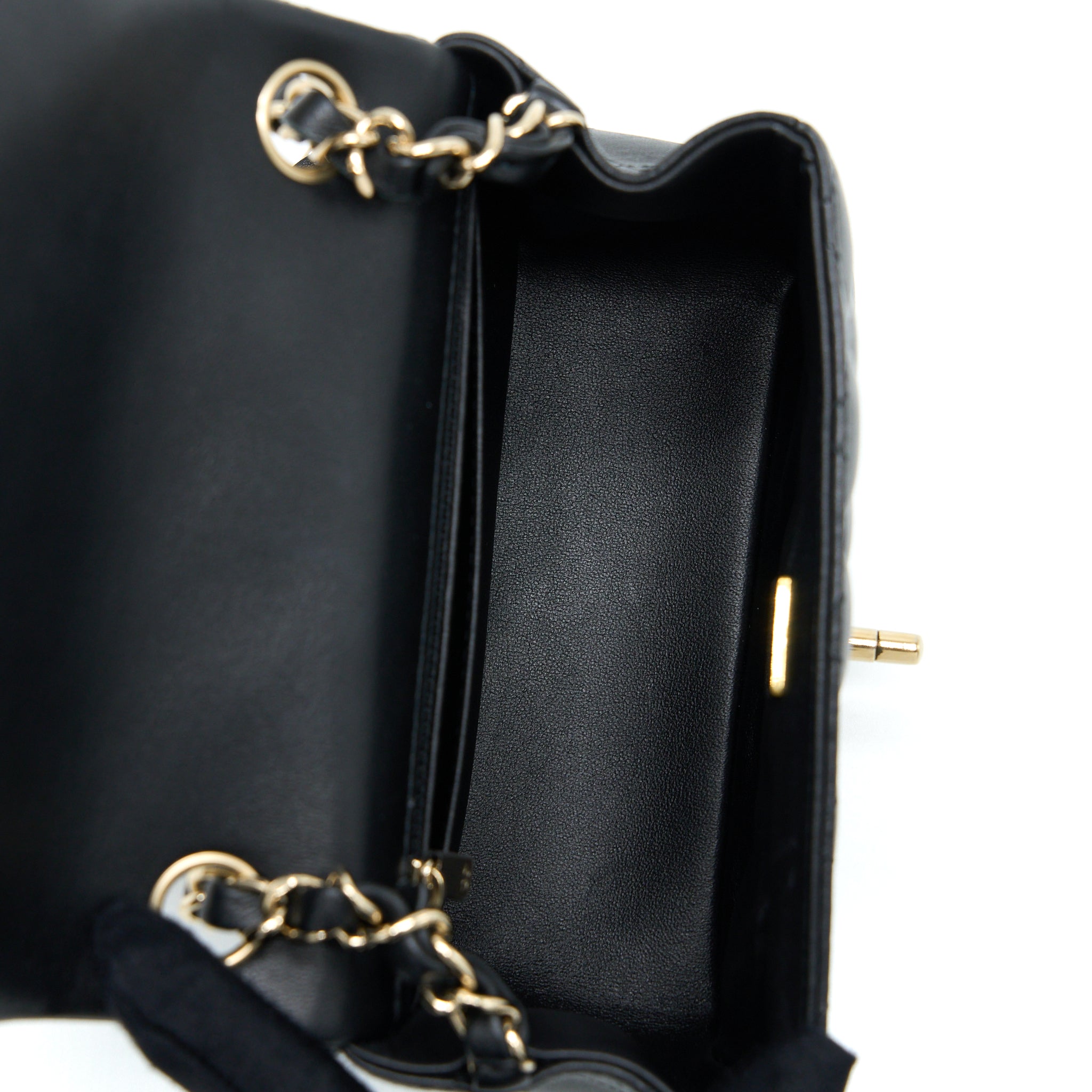 Chanel Classic Mini Square Flap Bag Lambskin Black L (Microchip)