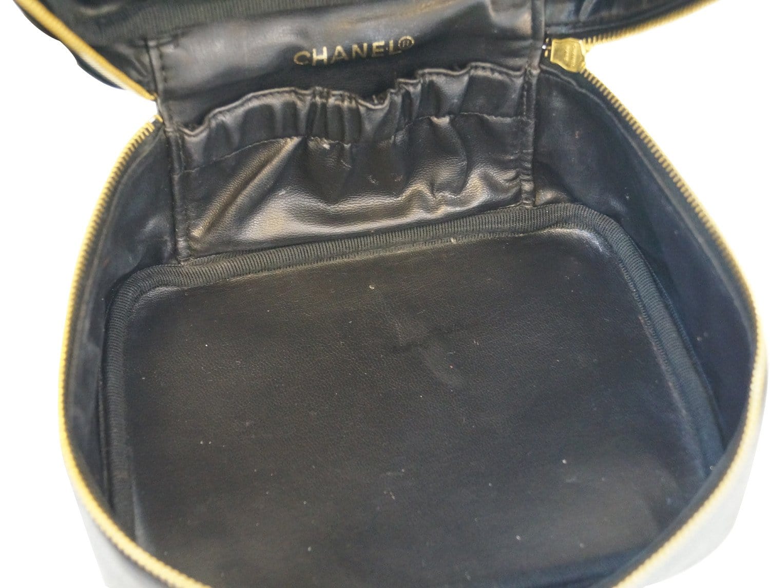 CHANEL Caviar Skin Vanity Cosmetic Bag Black