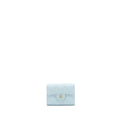 Chanel 22P Flap Double Card Holder Caviar Light Blue L