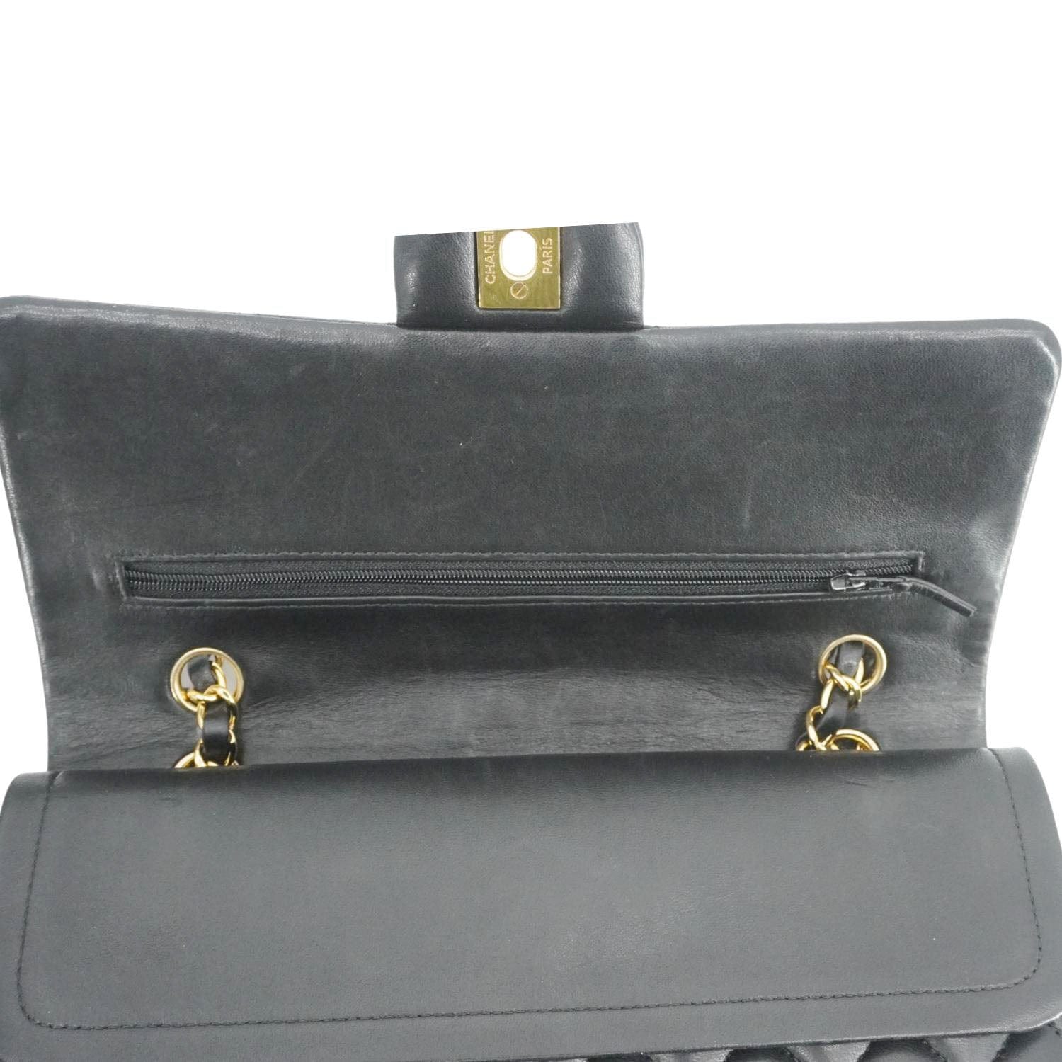 CHANEL Classic Double Flap Quilted Leather Crossbody Bag Black