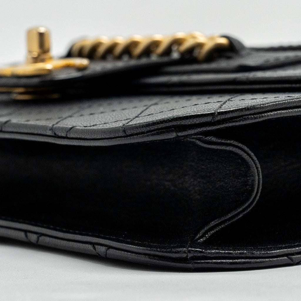 Chanel Graphic Chic Front Chain Quilted Flap Bag Sheepskin Black