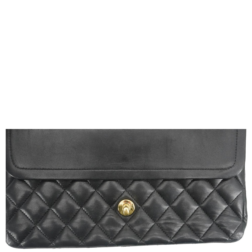 CHANEL Classic Double Flap Quilted Leather Crossbody Bag Black