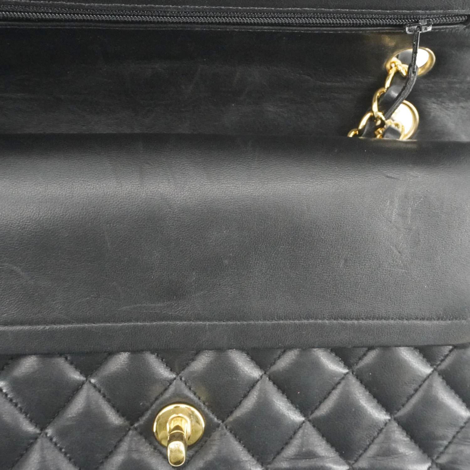 CHANEL Classic Double Flap Quilted Leather Crossbody Bag Black