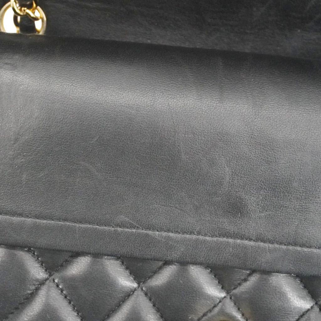 CHANEL Classic Double Flap Quilted Leather Crossbody Bag Black