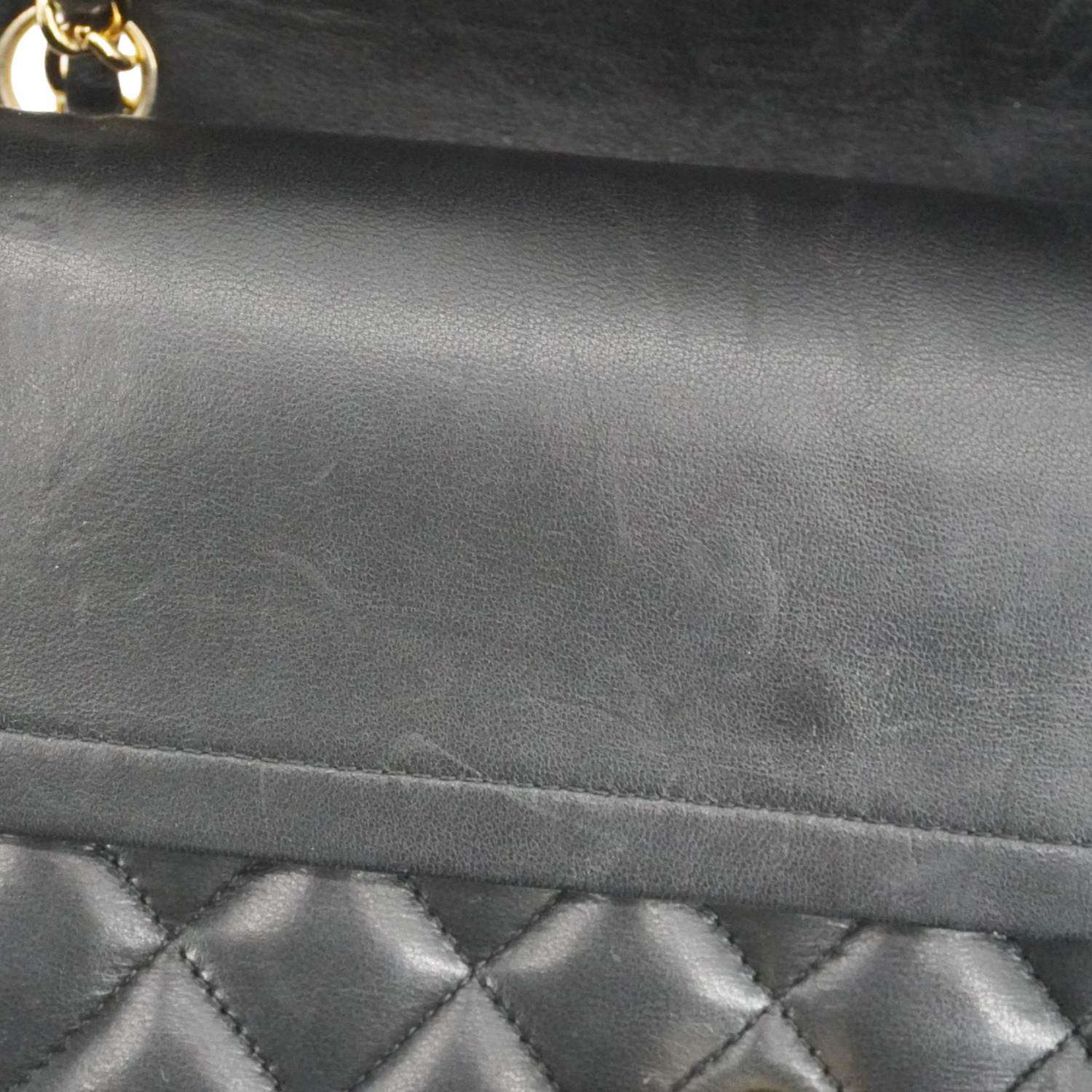 CHANEL Classic Double Flap Quilted Leather Crossbody Bag Black