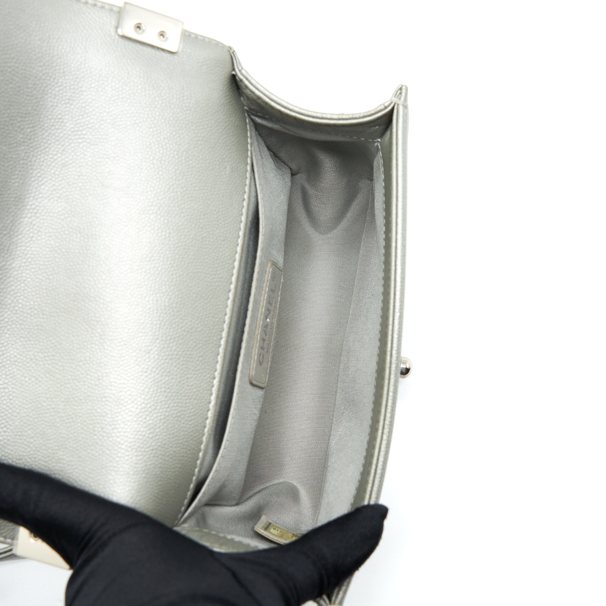 Chanel Small Boy bag Caviar Light Grey