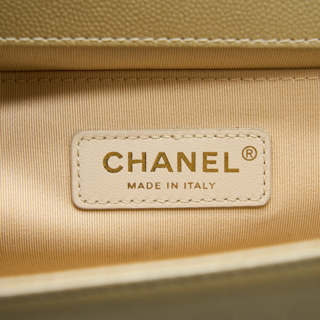 Chanel Medium Boy Caviar Gold L